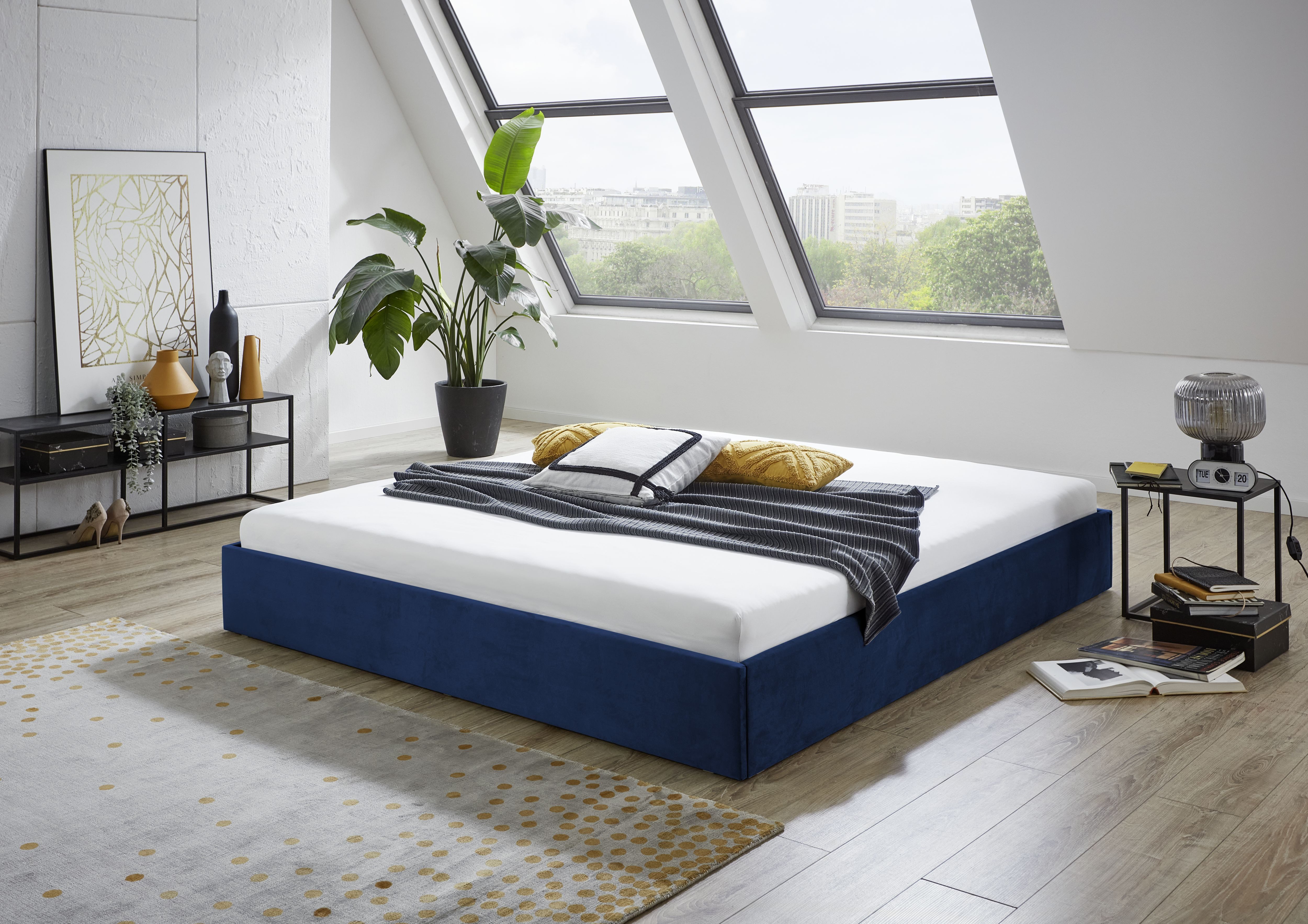 Westfalia Polsterbetten Gestoffeerd bed OSAKA ook verkrijgbaar zonder matras of in h2, h3 en h4 bedden blauw