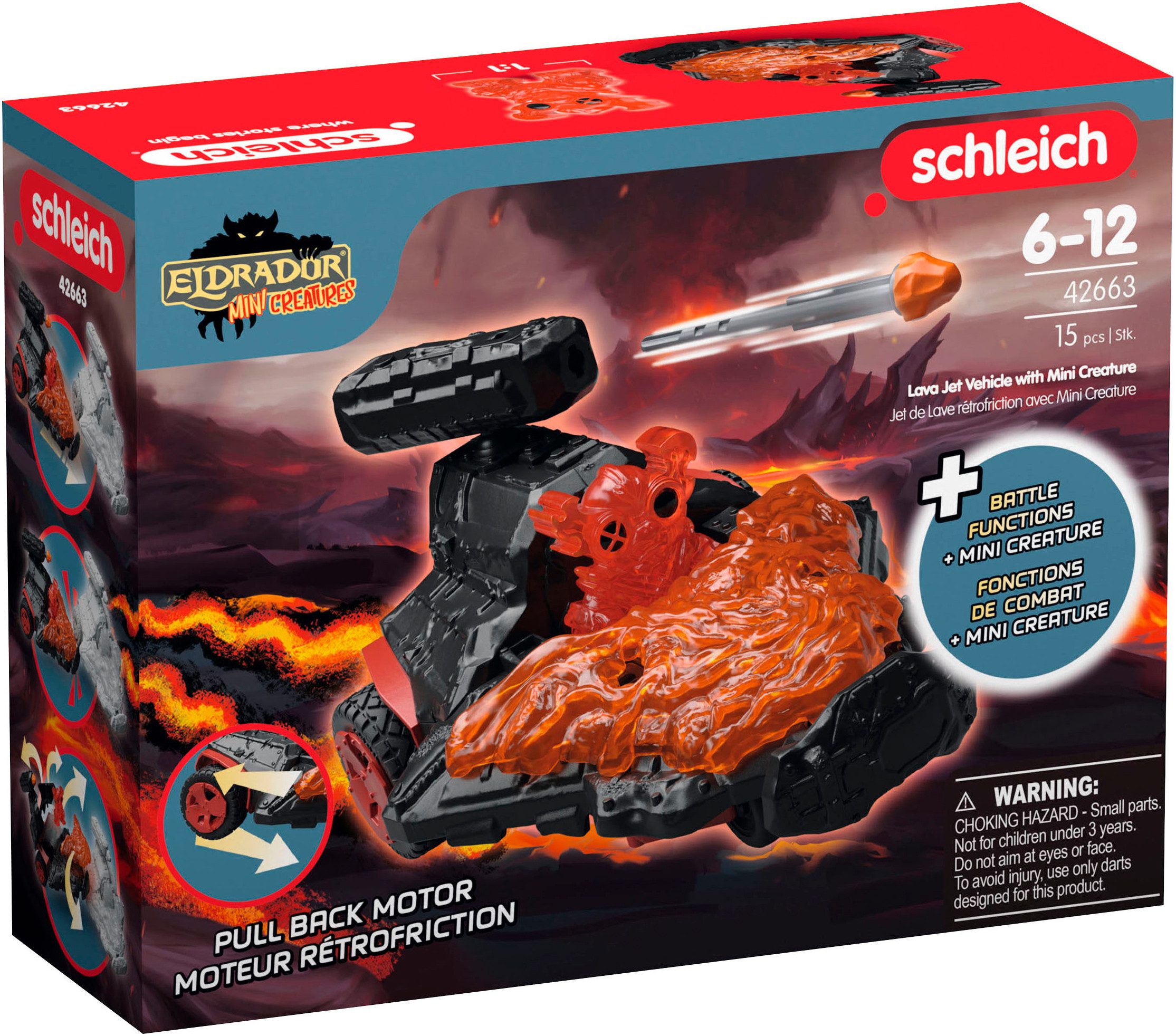 Schleich® Speelgoedauto ELDRADOR® CREATURES, Lava Düsenjet Fahrzeug mit Mini Cretaure (42663)