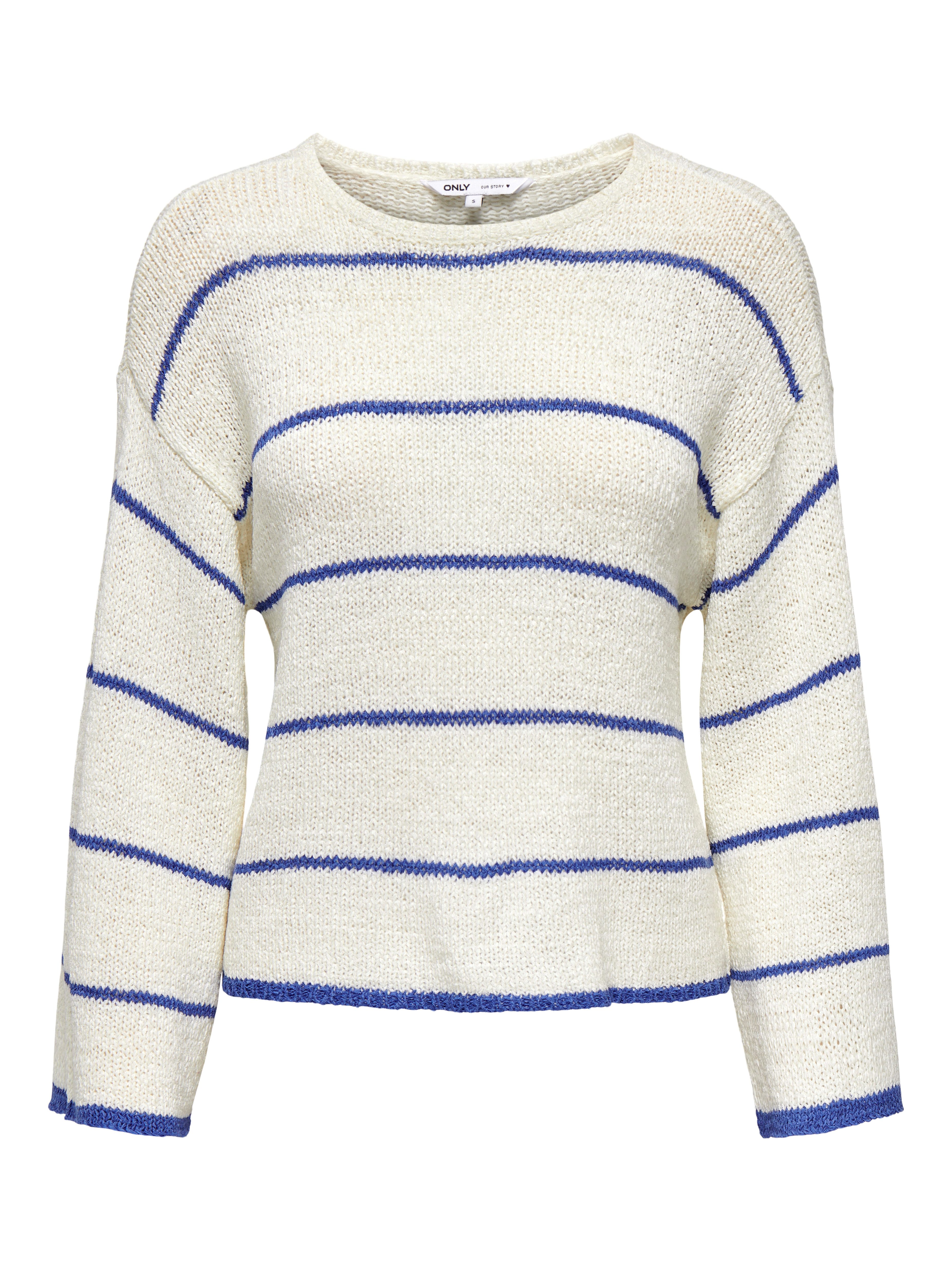 Only Trui met ronde hals ONLGEENA 7/8 STRIPE O-NECK KNT NCA