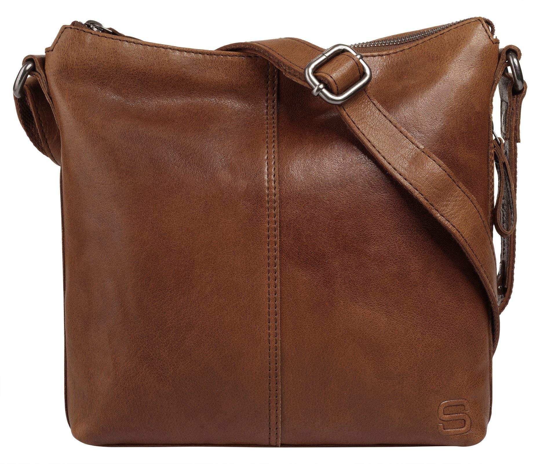 Spikes & Sparrow Schoudertas echt leder dames tassen bruin