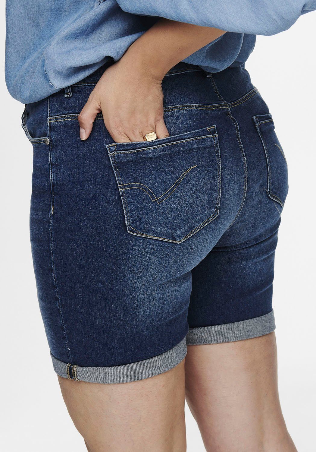 ONLY CARMAKOMA Jeansshort met lichte used-effecten
