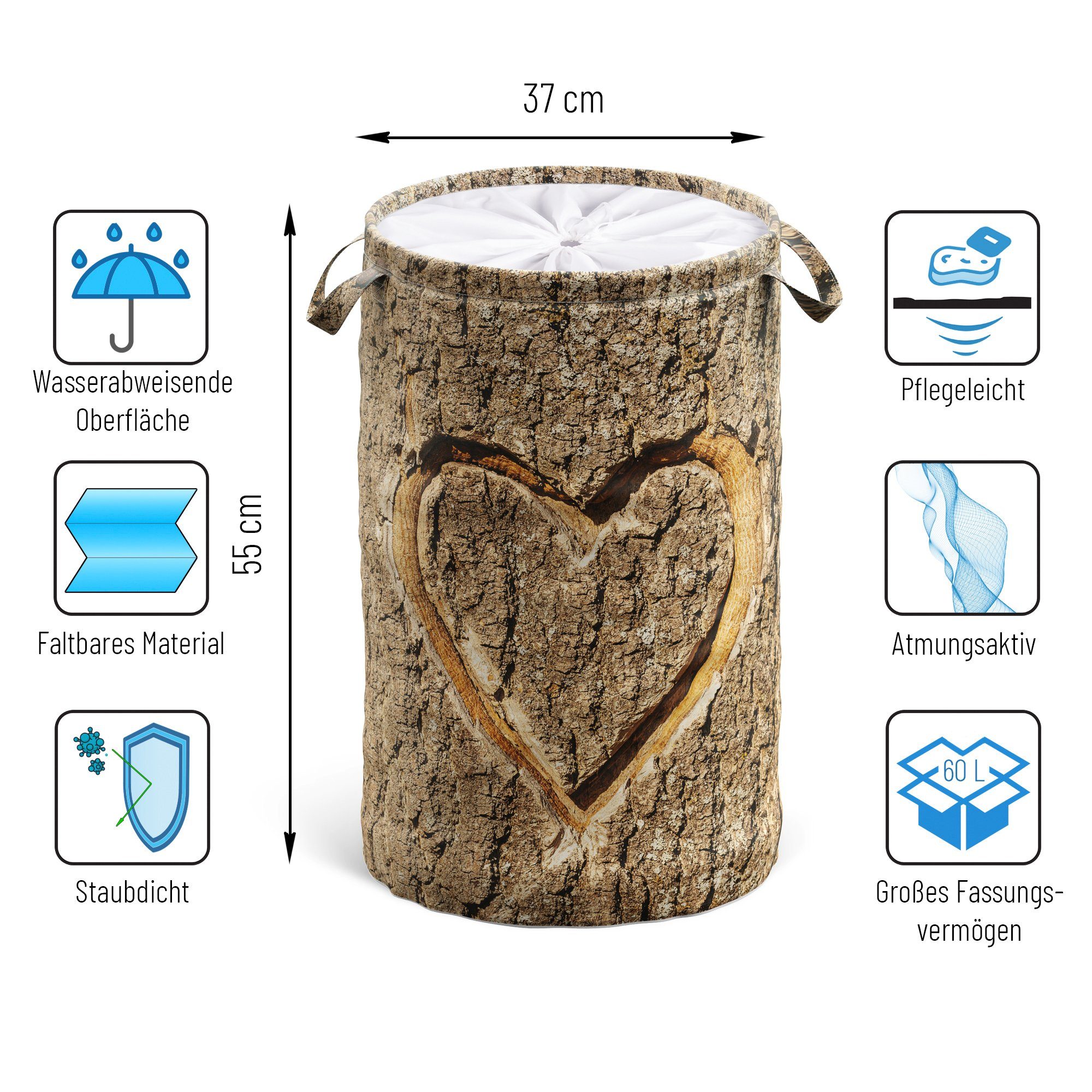 Sanilo Wasmand True Love 60 liter, opvouwbaar, met bescherming tegen inkijk