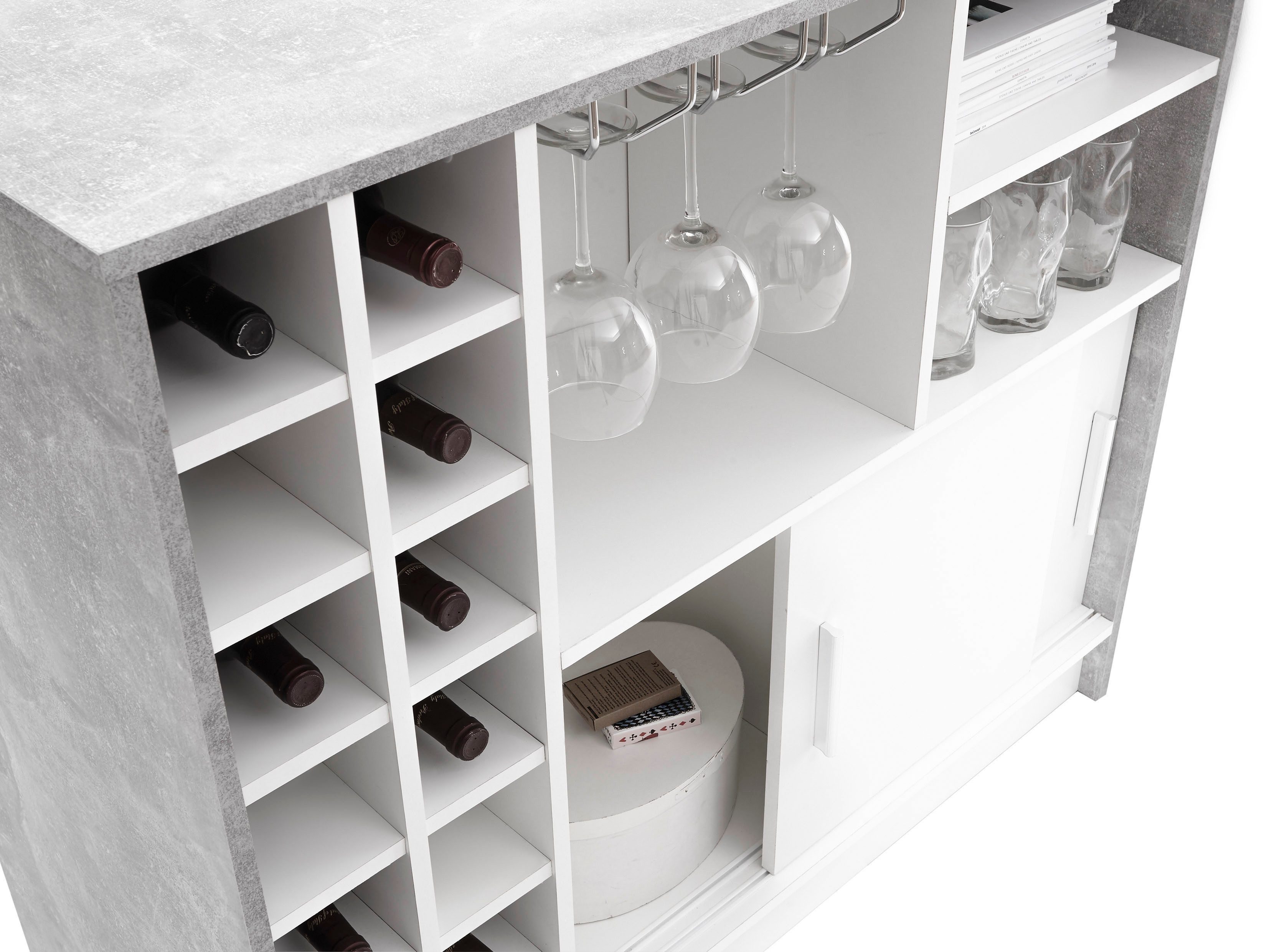 Stolkom Bartafel Planter Beton decor, tafel met flessenrek