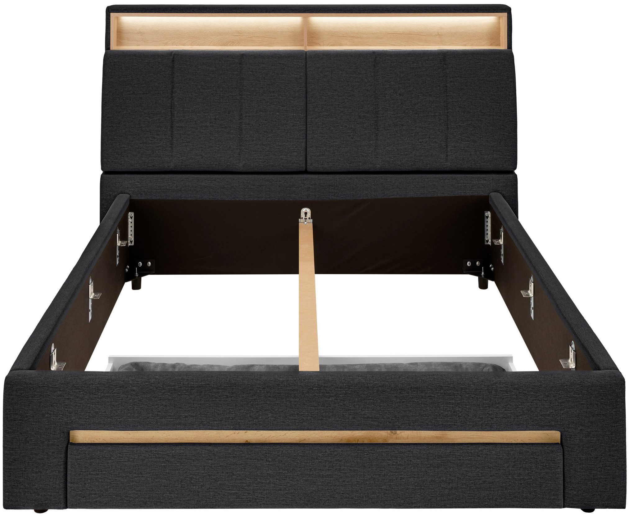 INOSIGN Gestoffeerd bed CiTY/GiRON,, gepolsterd opbergbed, met LED-verlichting Bedkisten met hondenbed of als opbergruimte, opklapbare hoofdeinden