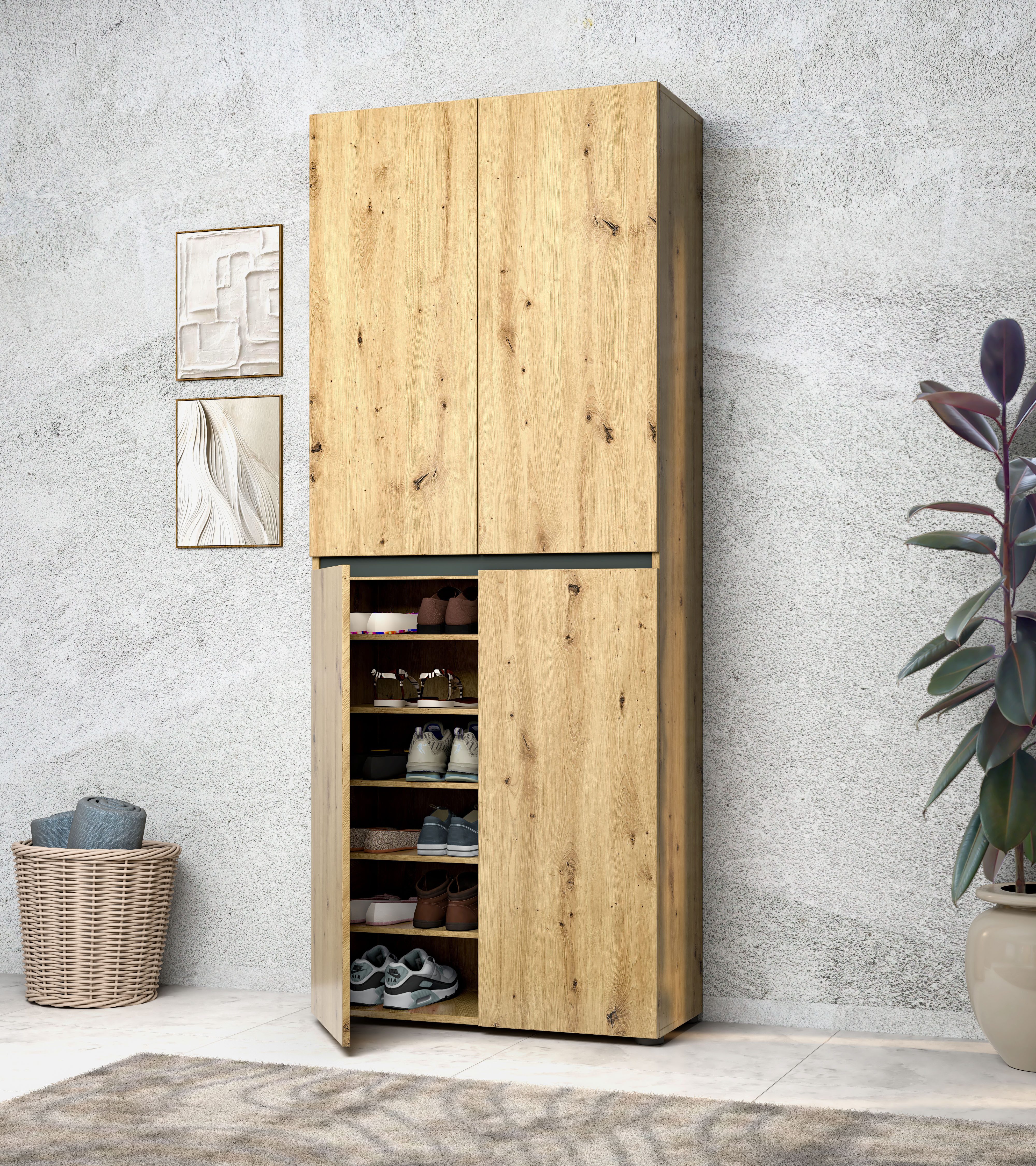 INOSIGN Schoenenkast MISTER- Schuhregal, Made in Italy, 12 Fächer, 10 Einlegeböden Breedte 80 cm, hoogte 200 cm, keerbare lijst