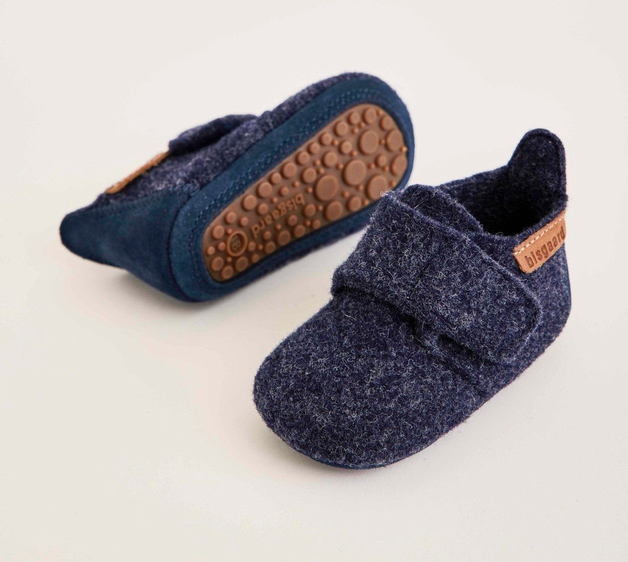 Bisgaard Pantoffels Bisgaard Baby Wool Wagen schoen, babyschoen, instapschoen met klittenbandsluiting