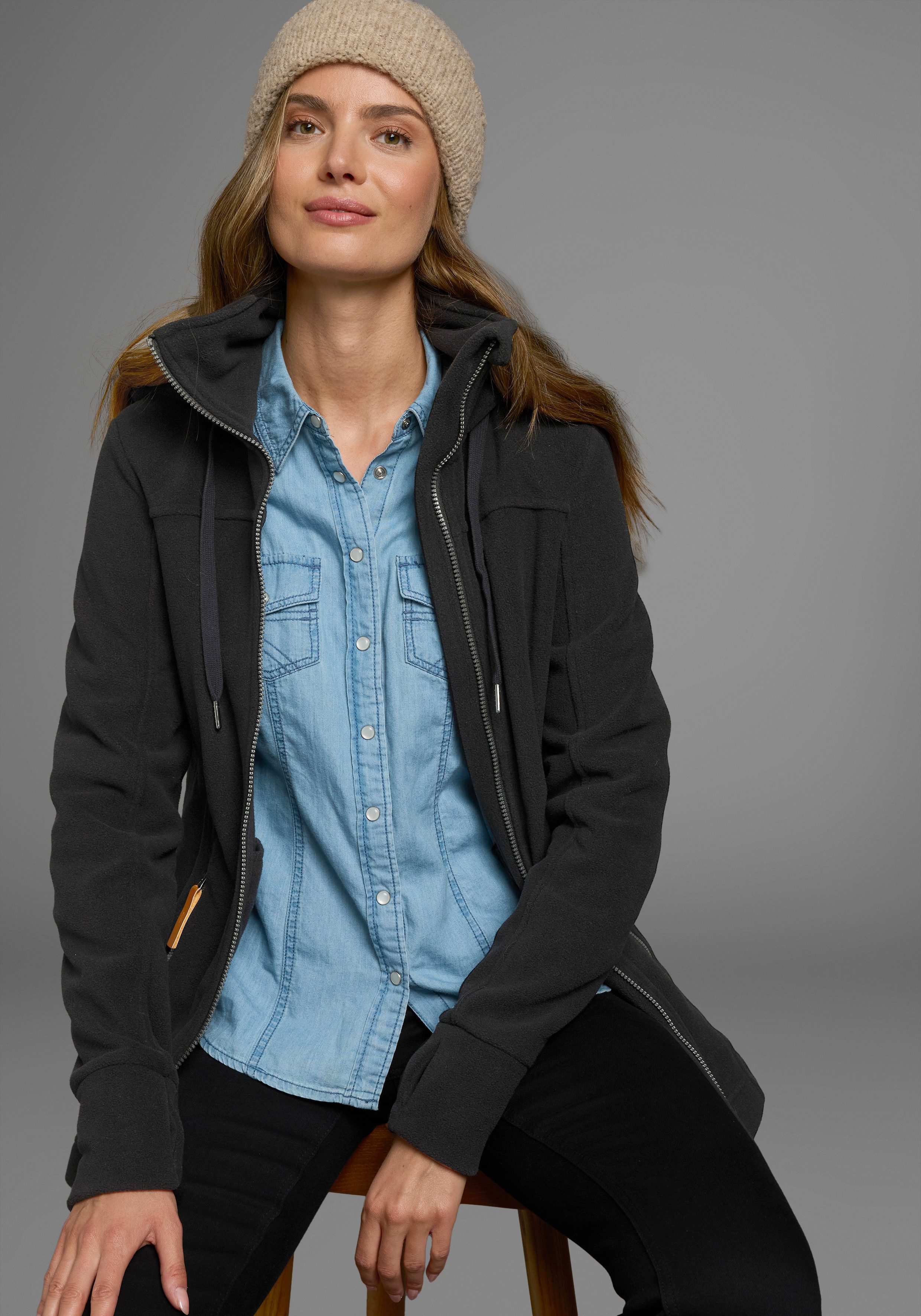 Polarino Fleecejack van fleece, ademend, sneldrogend