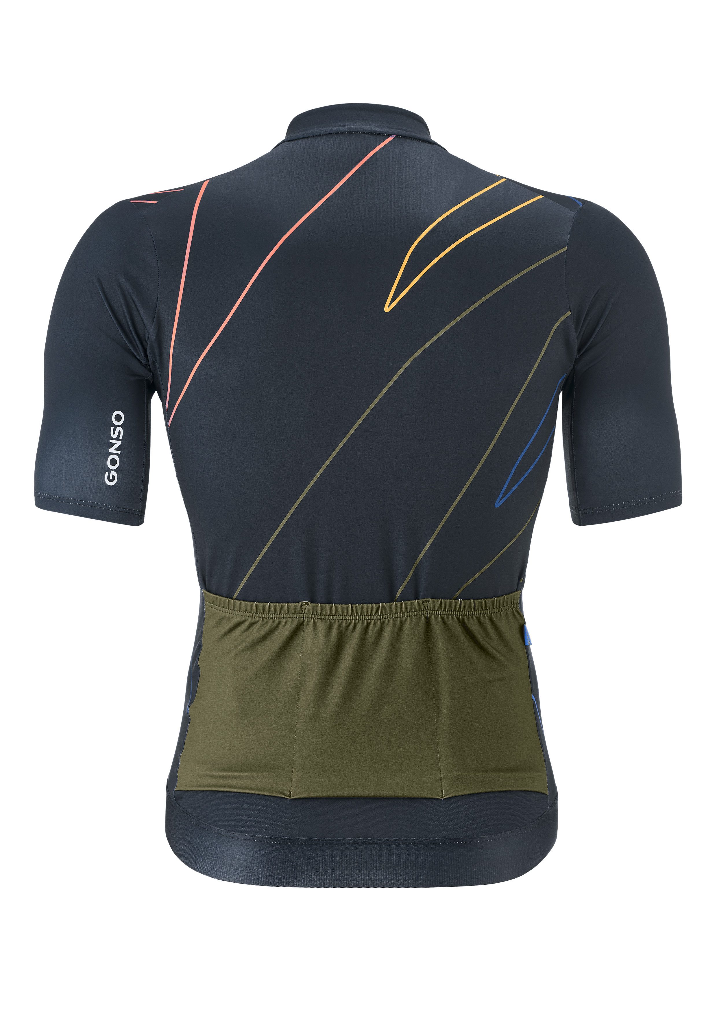 Gonso Fietsshirt Road Jersey Print M Heren fiets trui korte mouwen, full-zip trui, rugzak, slim fit