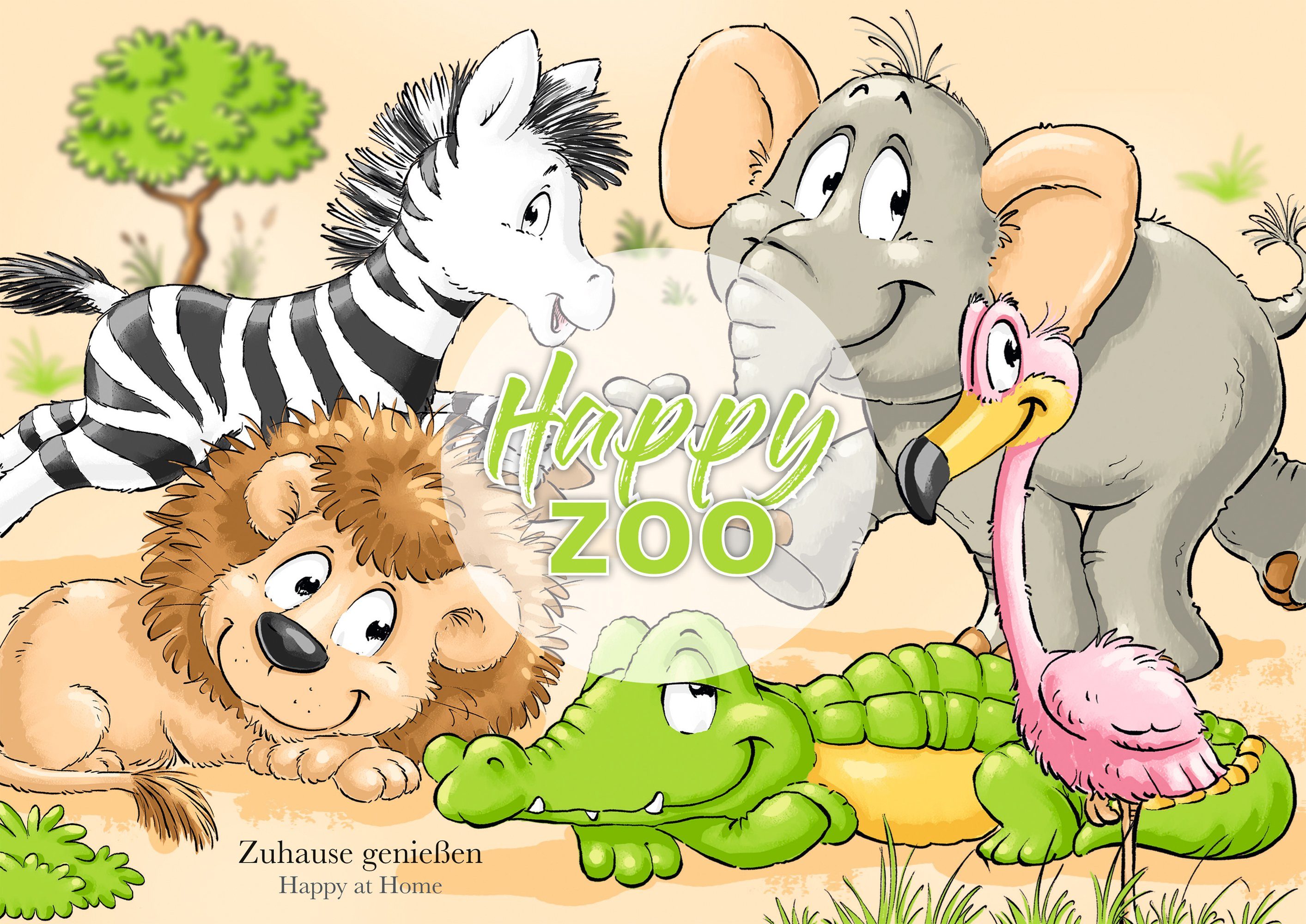 Ritzenhoff & Breker Kinderservies-set Happy Zoo, Flo met flamingodecor, 3 delen, voor 1 persoon (set, 3-delig)