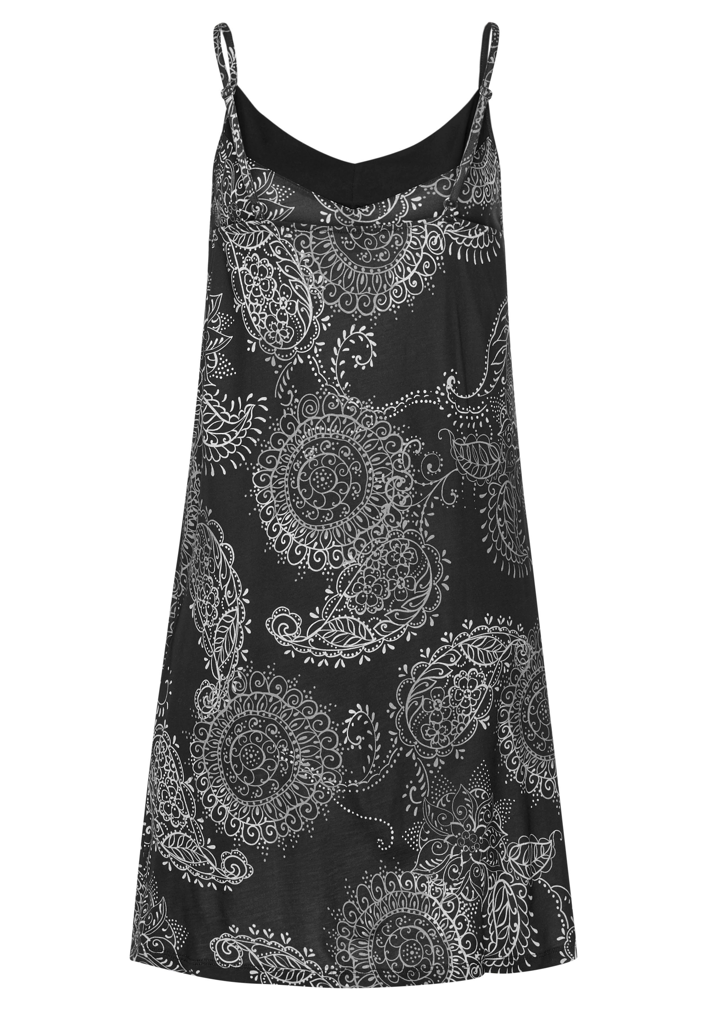 Vivance Dreams Negligé zwart-wit paisleydessin