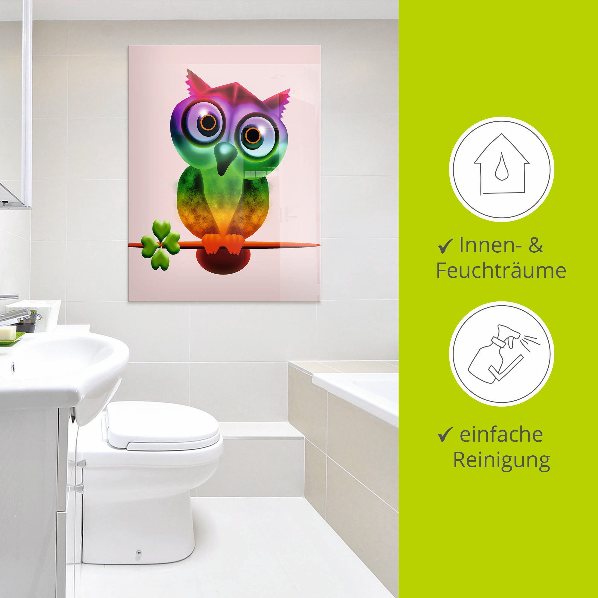 Artland Print op glas Veelkleurige uil in verschillende maten