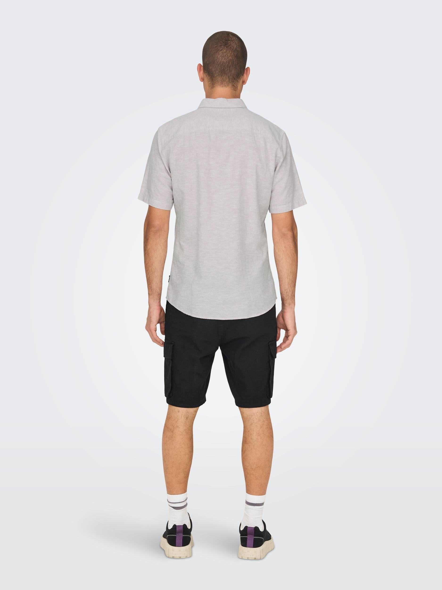 ONLY & SONS Overhemd met korte mouwen ONSCAIDEN SS SOLID LINEN SHIRT NOOS