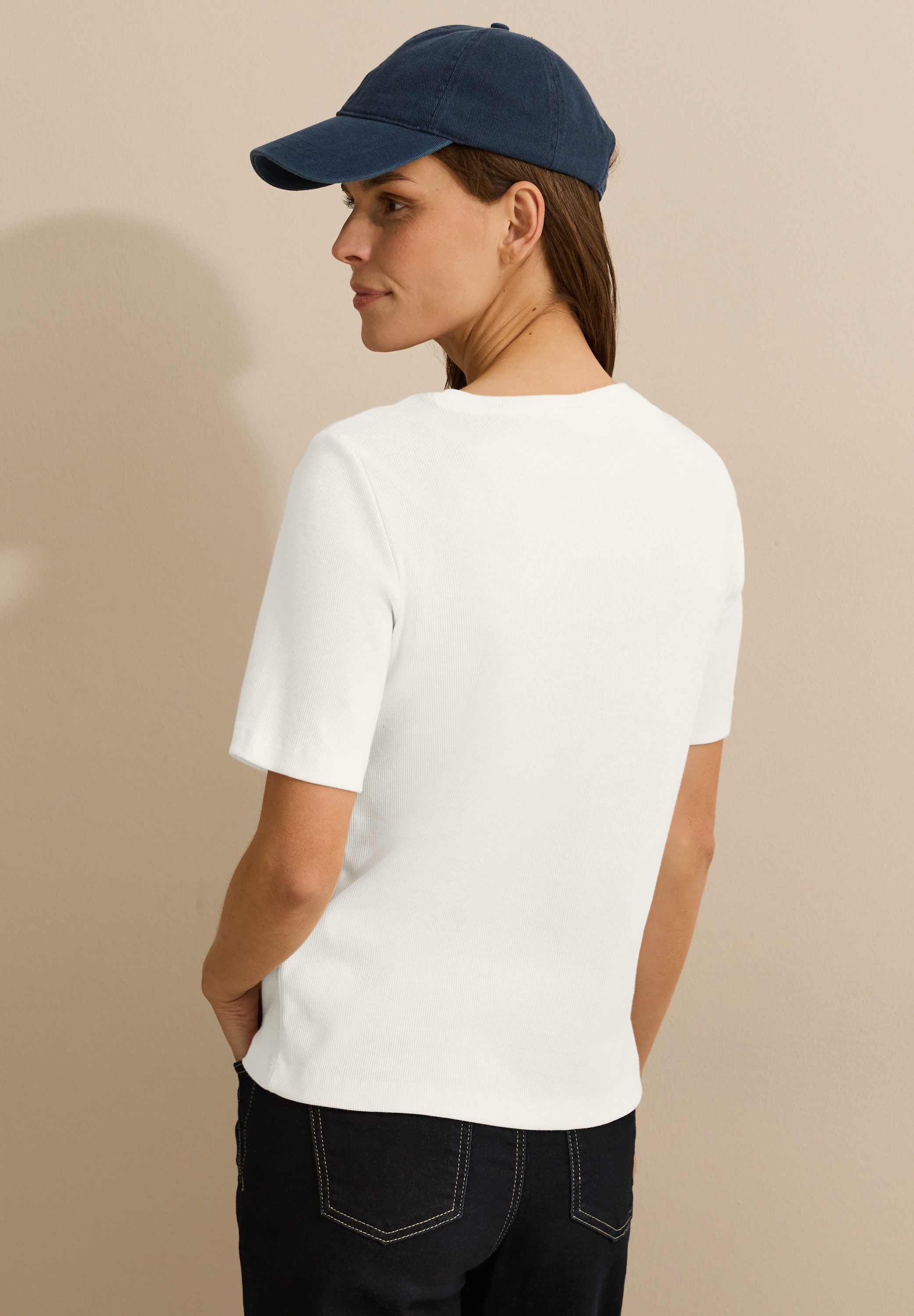 Cecil T-shirt met fijne ribstructuur
