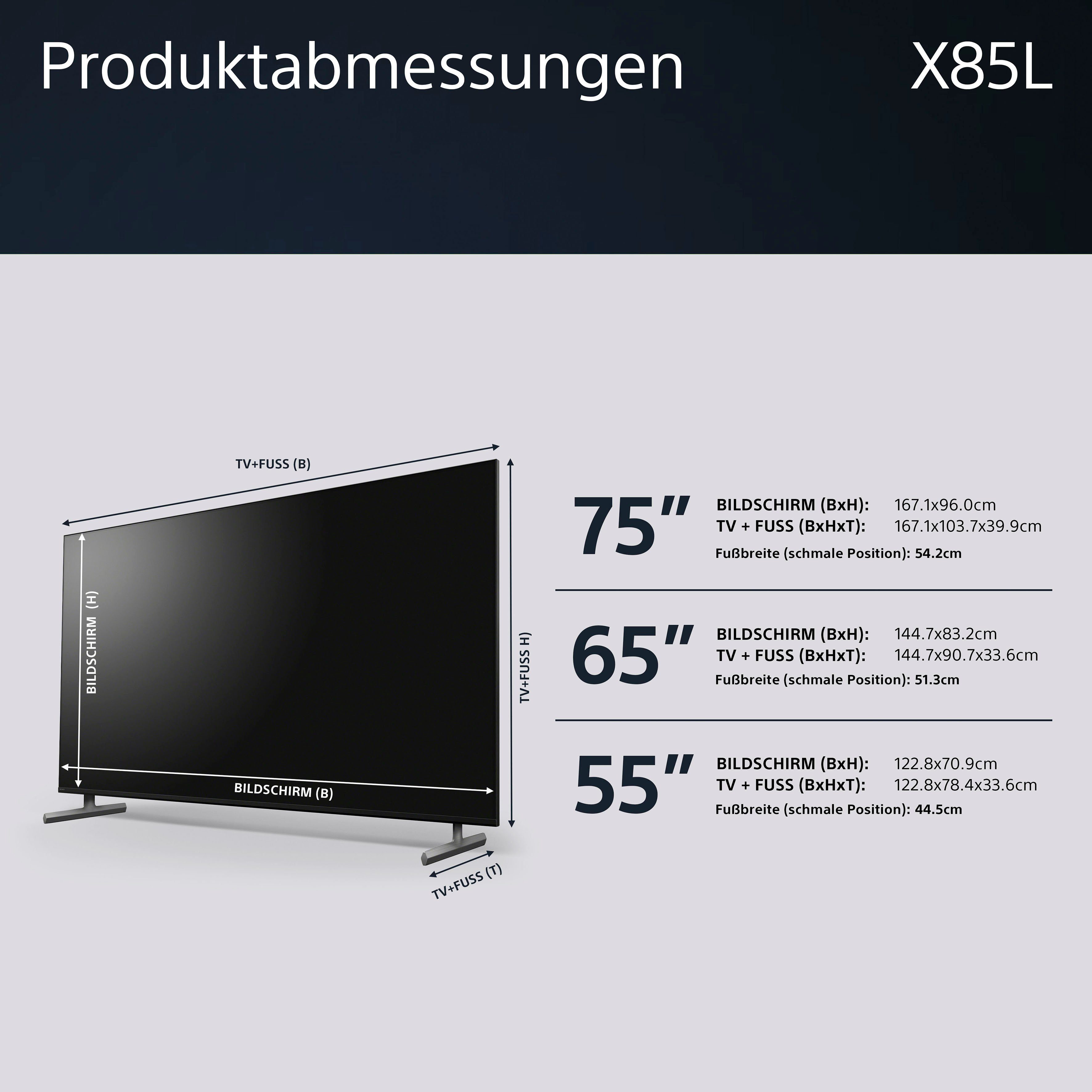 Sony Led-TV KD-65X85L, 164 cm / 65", 4K Ultra HD, Google TV - Android TV - Smart TV, BRAVIA CORE, TRILUMINOS PRO, HDMI 2.1, Gaming menu