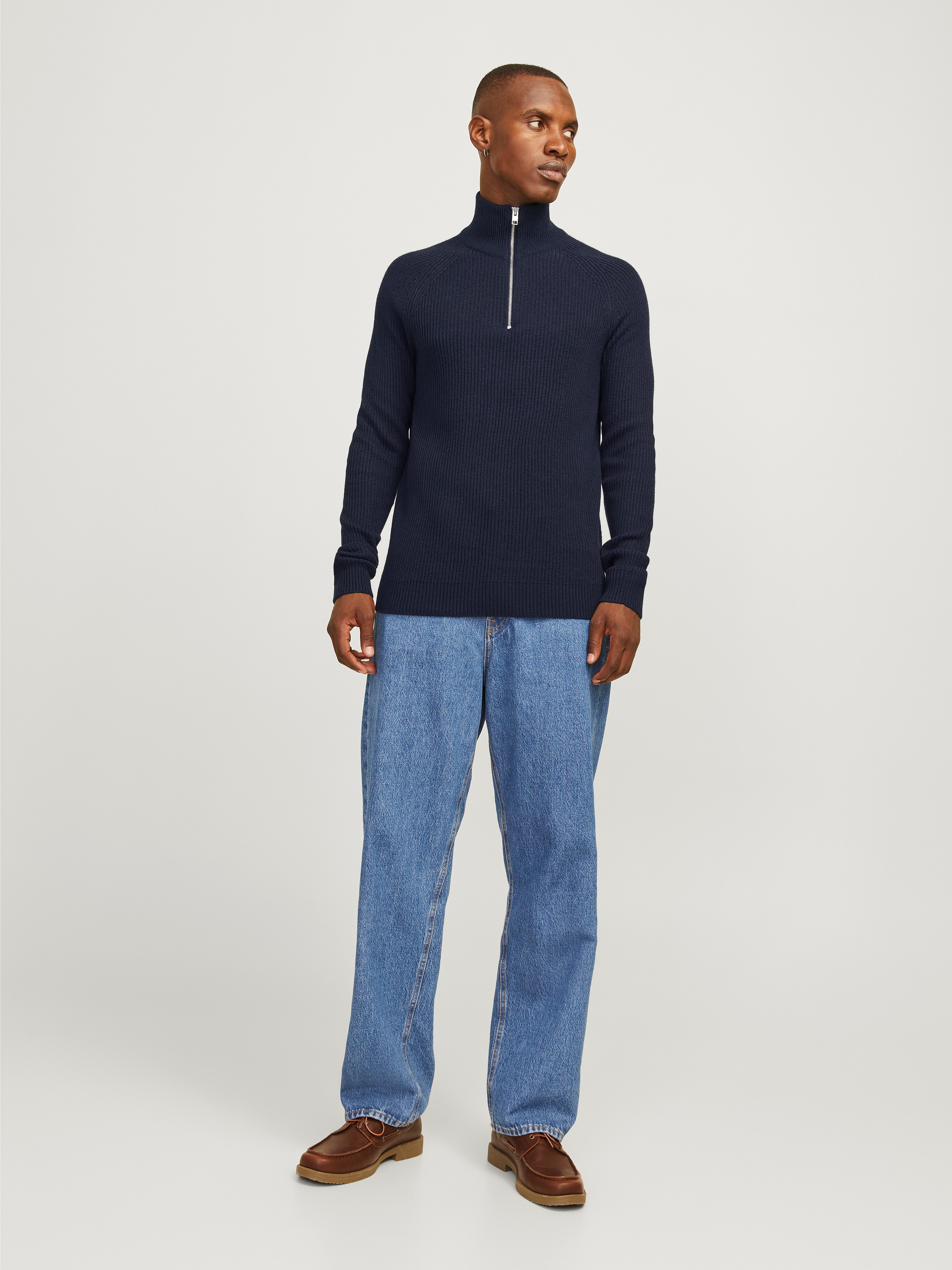 Jack & Jones Schipperstrui JJPANNEL KNIT HALF ZIP AW24