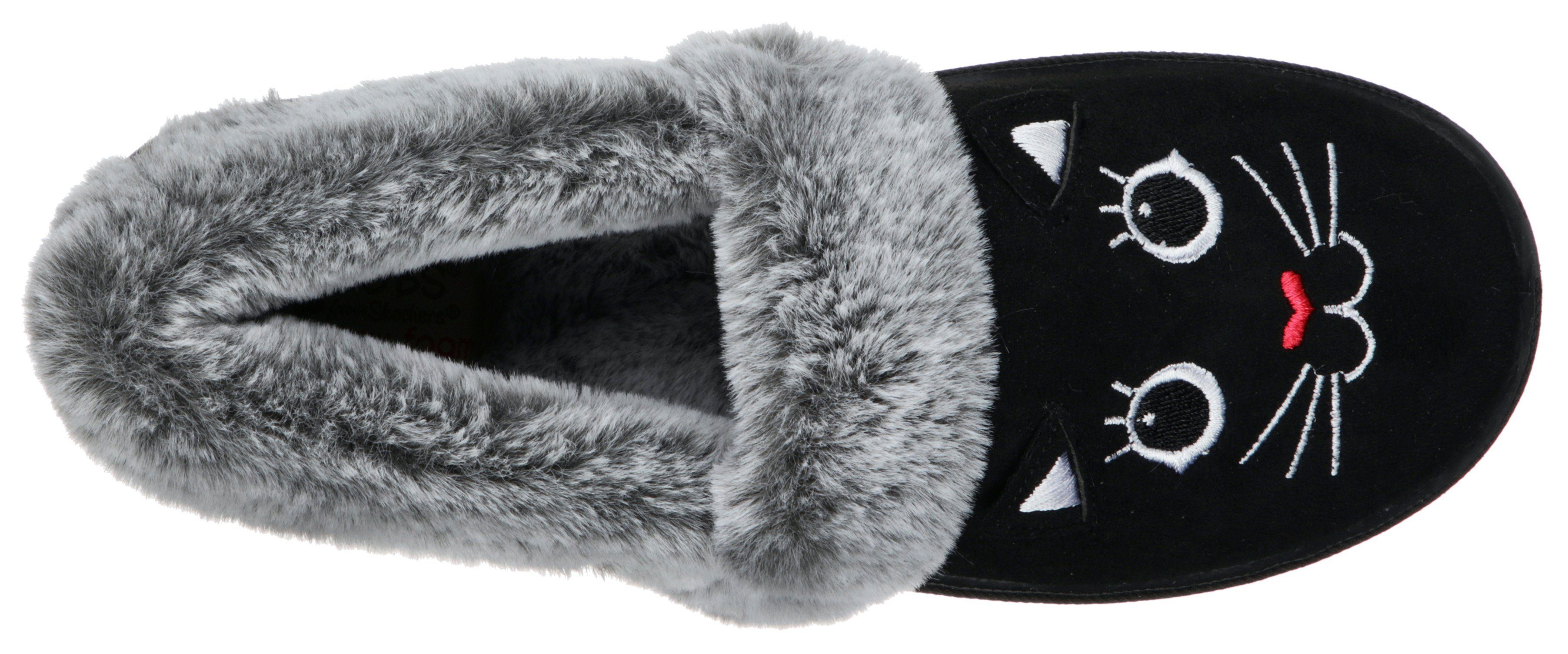 Skechers Pantoffels TOO COZY MEOW PAJAMAS Huisschoen met geborduurd kattengezicht
