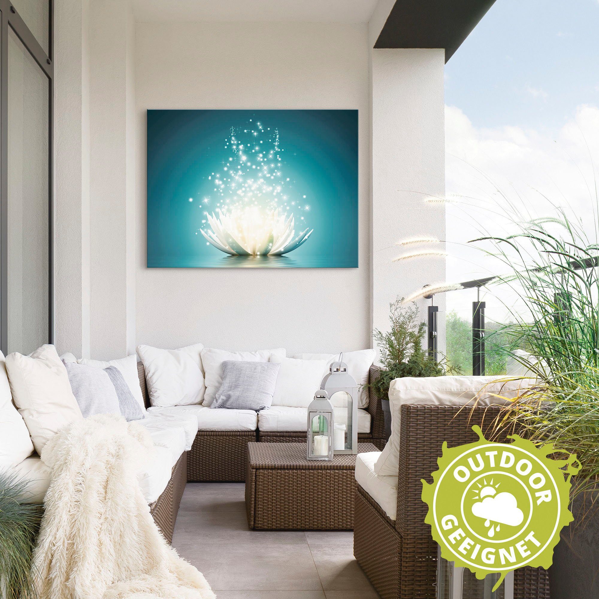 Artland Artprint Magie van de lotusbloem als artprint van aluminium, artprint voor buiten, artprint op linnen, poster, muursticker