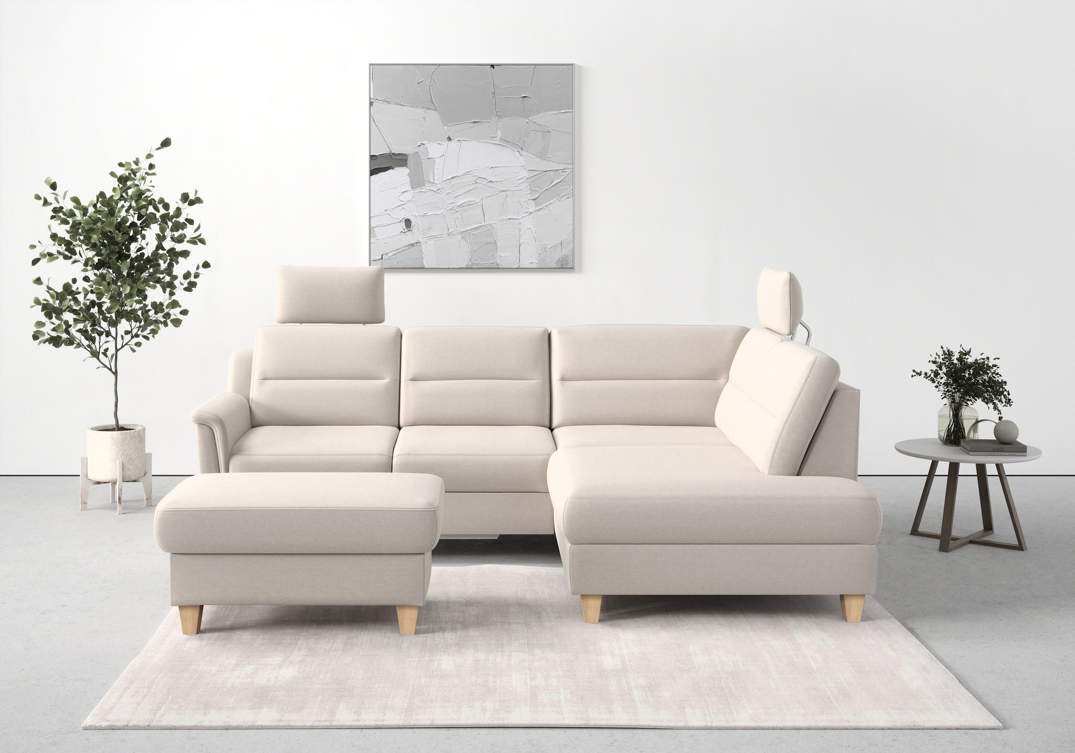 sit&more Hocker met bergruimte Farö met bergruimte en binnenvering en naturelkleurige poten