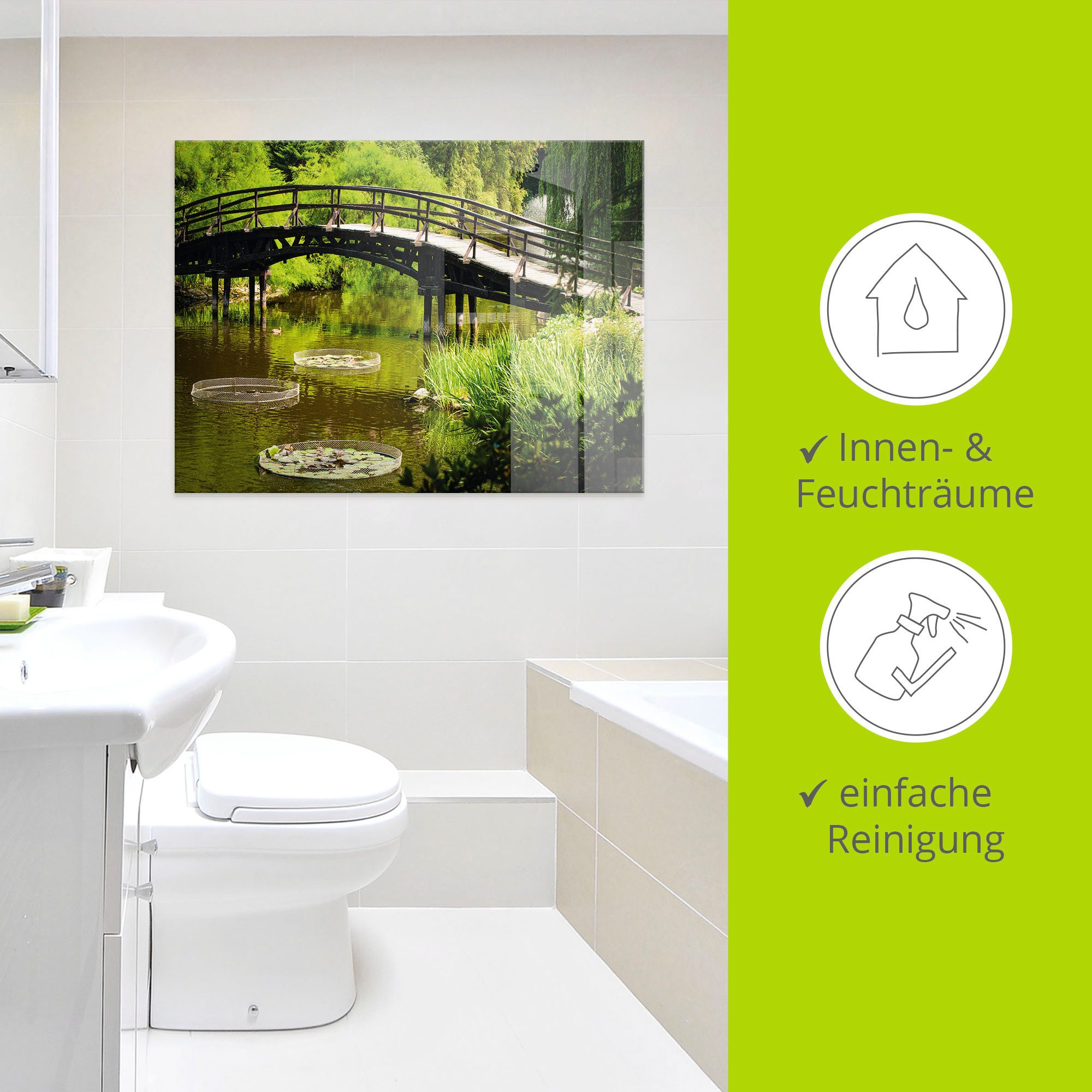 Artland Print op glas Brug in tuin in verschillende maten