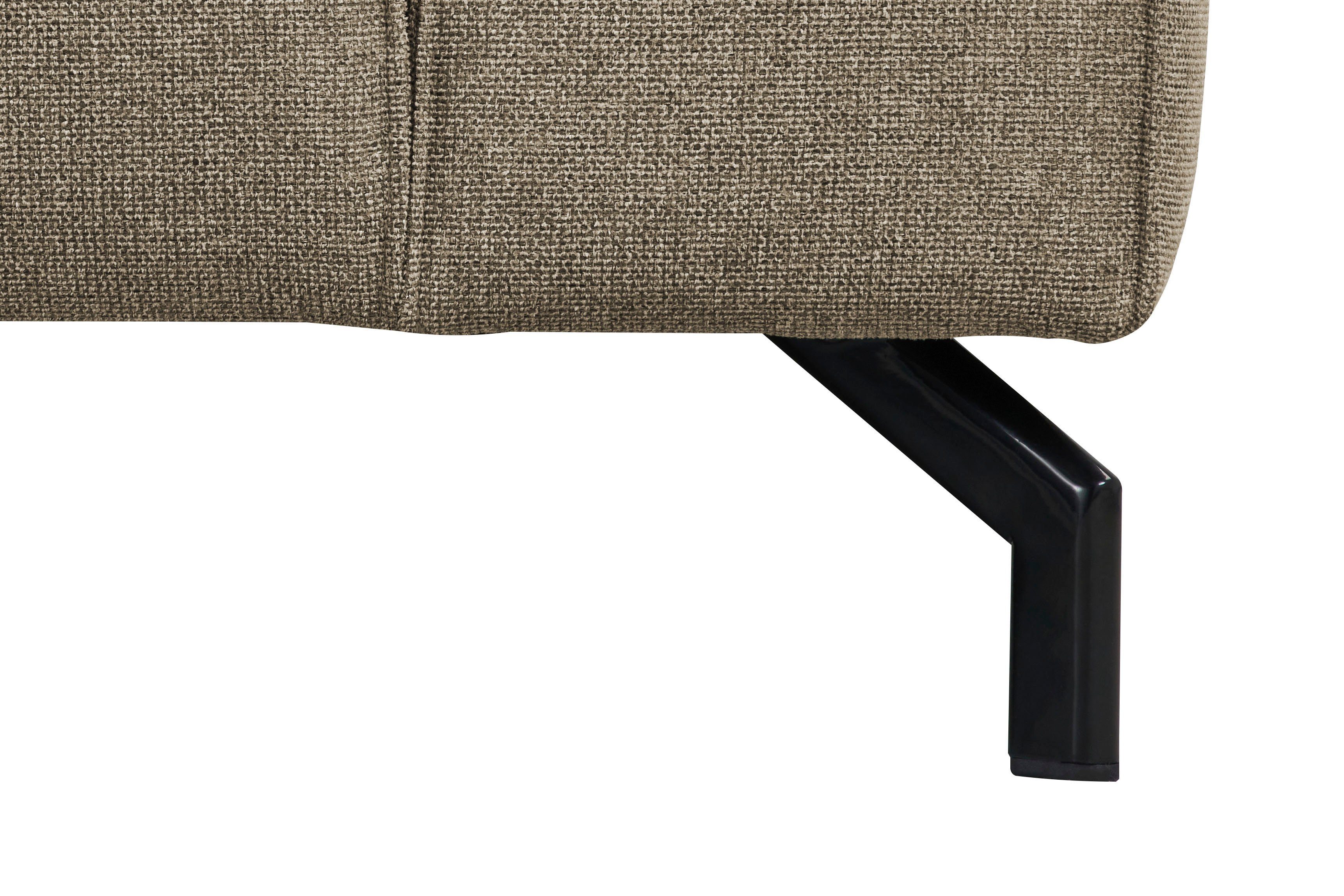 Places of Style Hoekbank Lorcan, breedte 275 cm, zacht zitgevoel met zwarte metalen poten, lederlook en zachte structuurstof