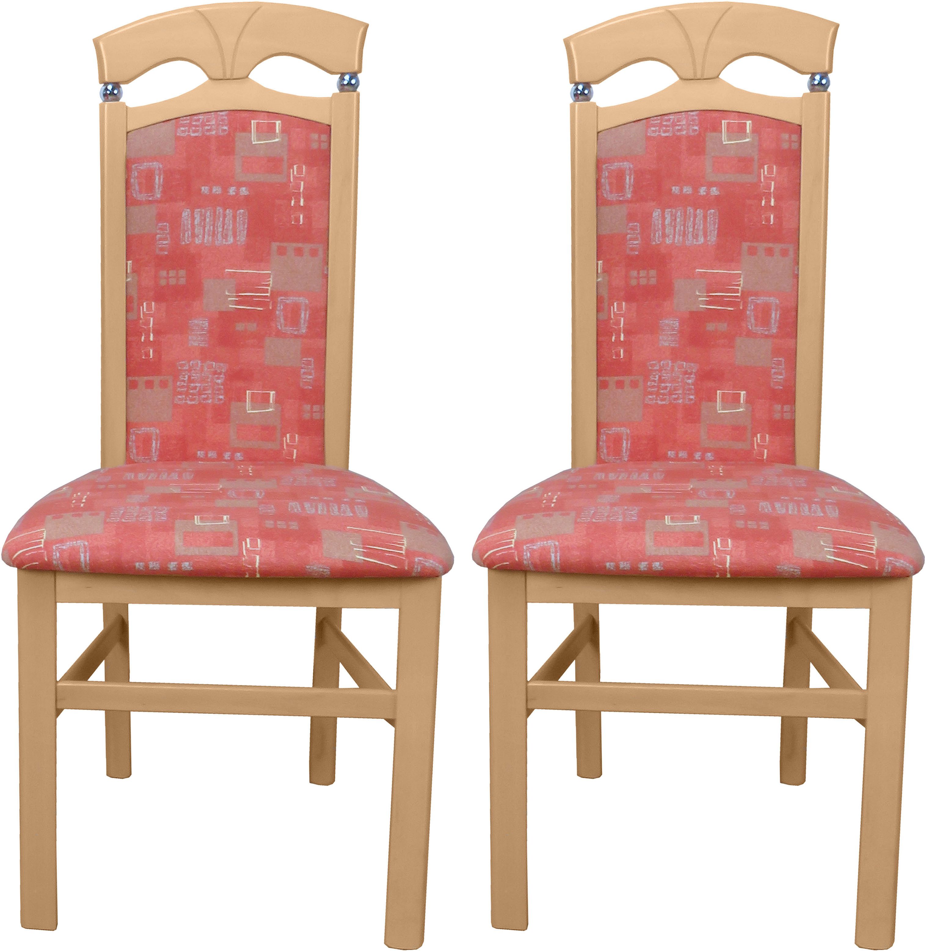 HOFMANN LIVING AND MORE Stoel met 4 poten (set, 2 stuks) gestoffeerde stoelen maat Gedessineerd oranje