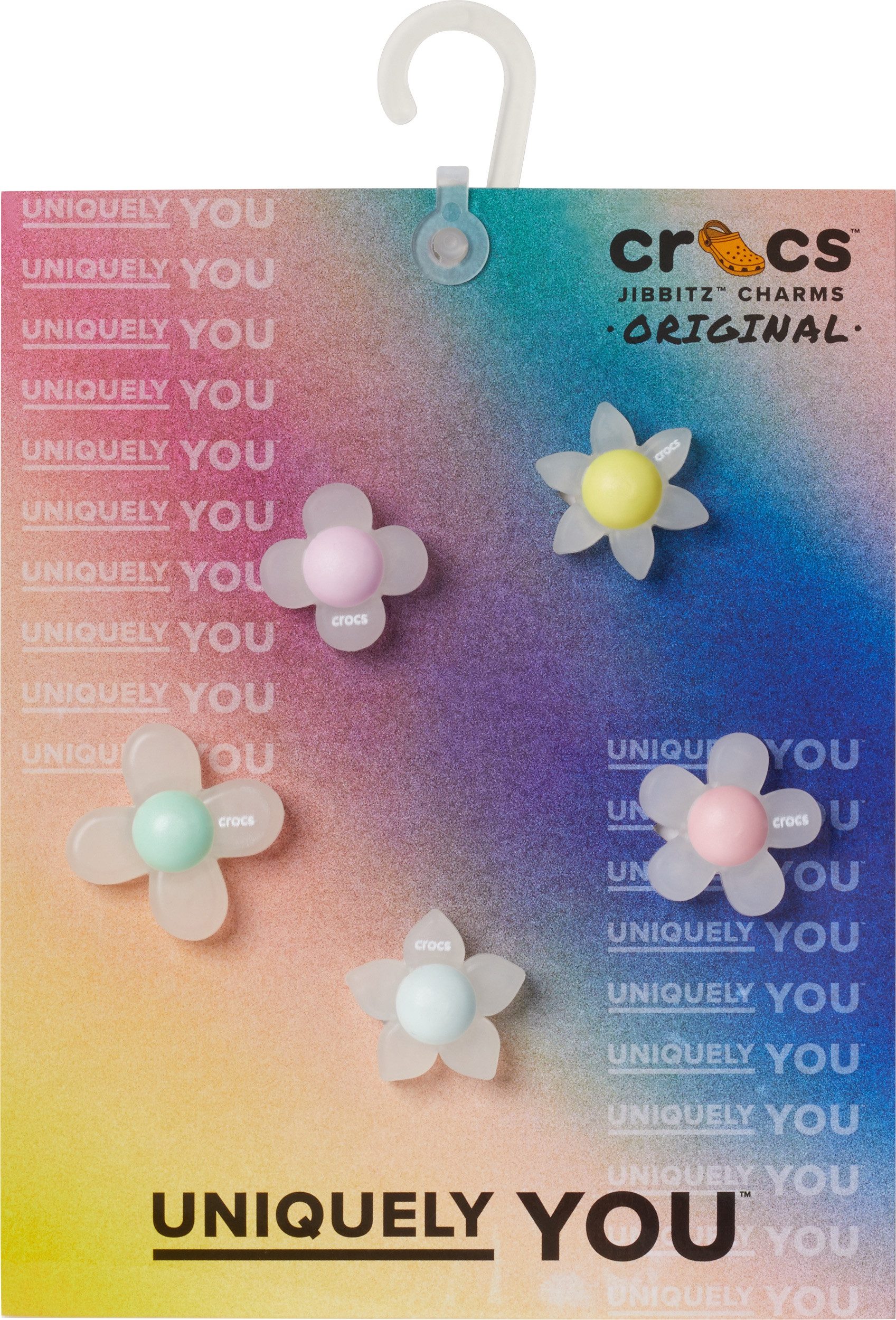 Crocs Schoenbutton Jibbitz "Iridescent Flowers" , schoen charms met schitterende glanseffecten (set, 5-delig, Geen speelgoed. Niet geschikt voor kinderen jonger dan 3 jaar)