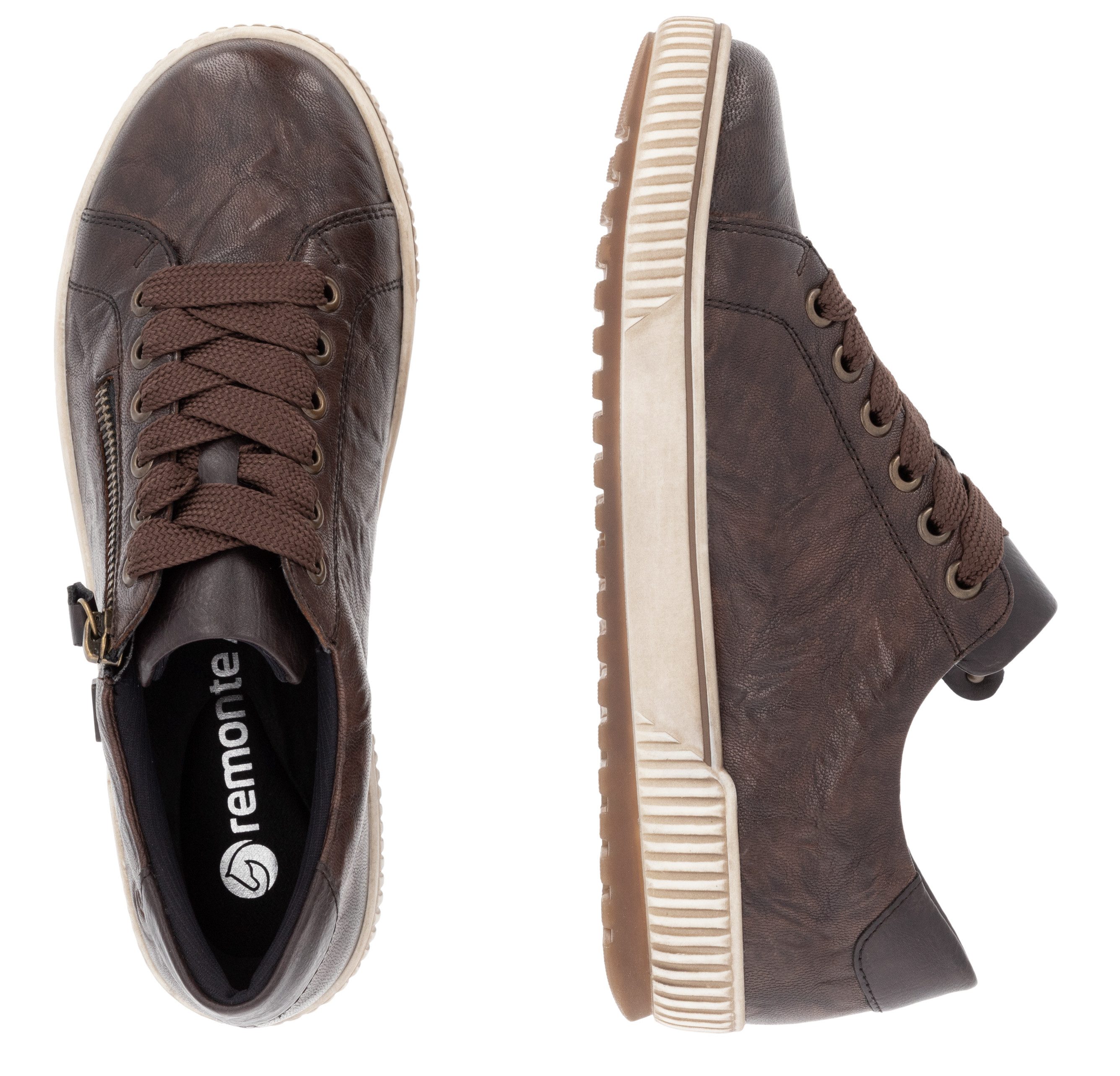 Remonte Plateausneakers vrijetijdsschoen, lage schoen, veterschoen met buitenrits