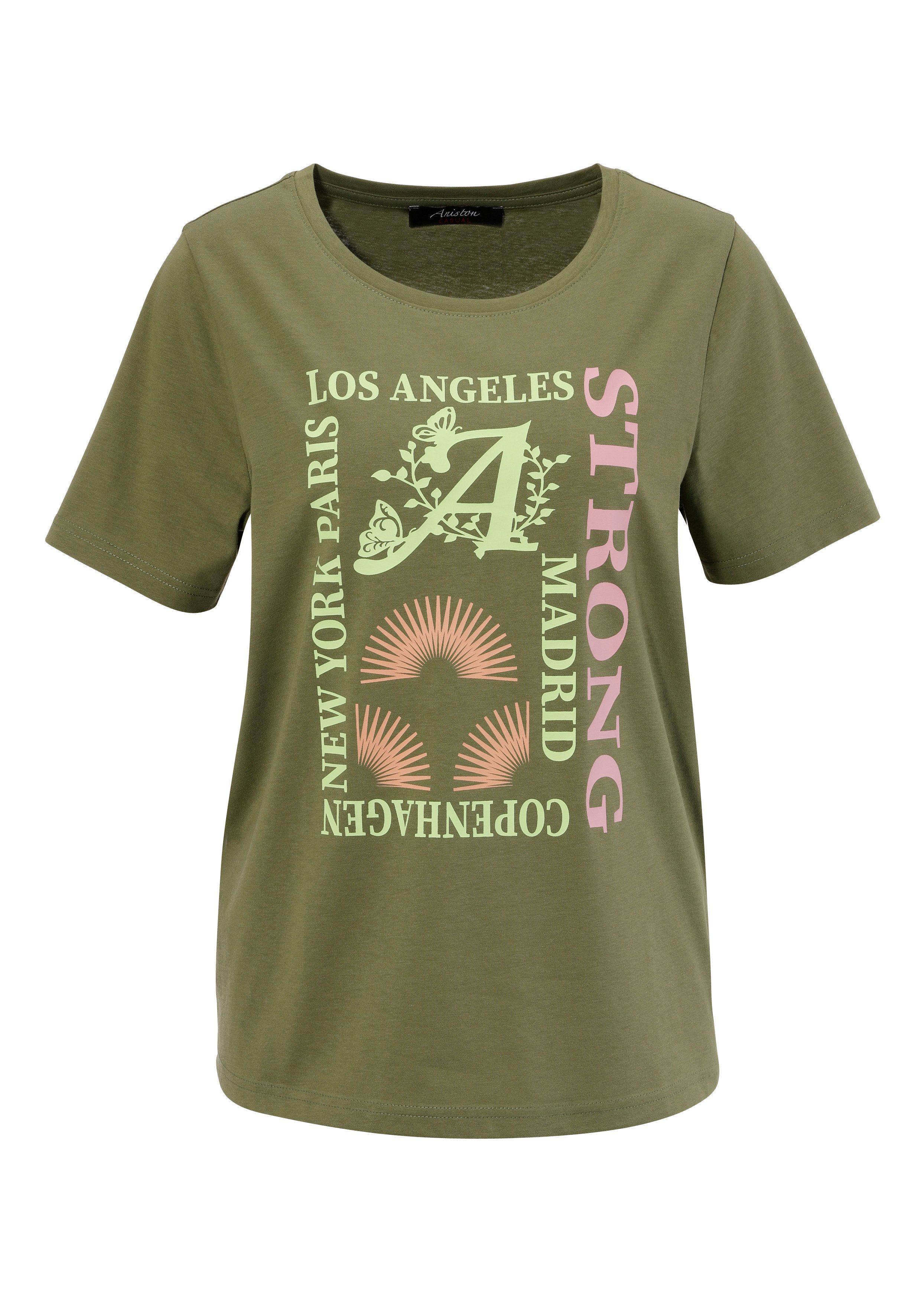 Aniston CASUAL T-shirt met kleurharmonieuze frontprint van foliedruk