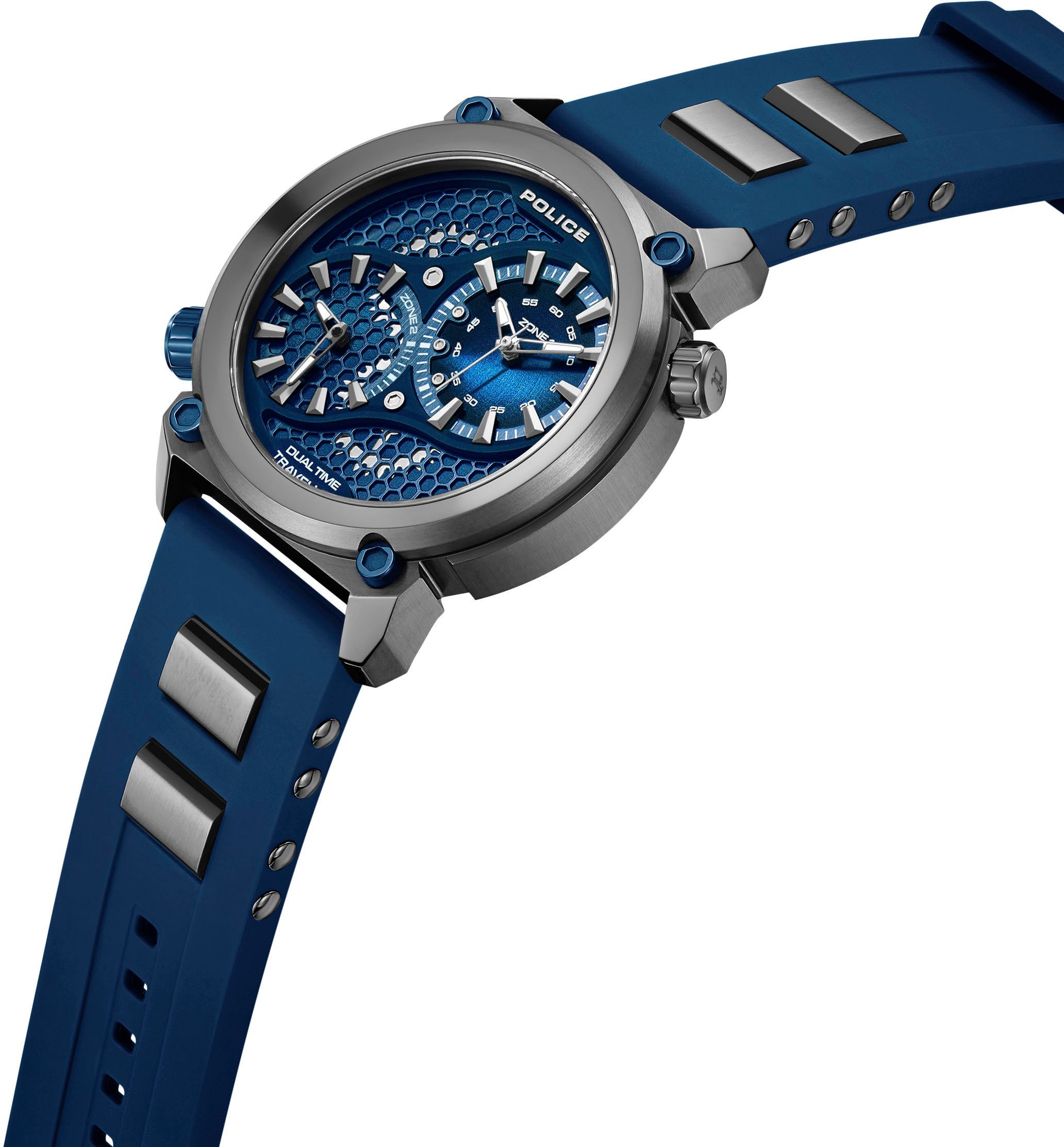 Police Multifunctioneel horloge Boa Quartzhorloge, polshorloge, herenhorloge, siliconen armband, analoog, dual tijd