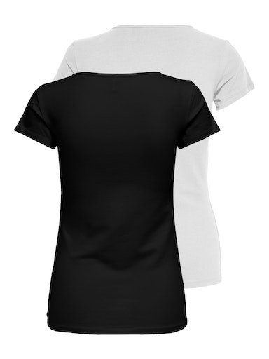 Only Shirt met ronde hals ONLLIVELOVE LIFE S/S O-NECK TOP (2-delig, Set van 2)