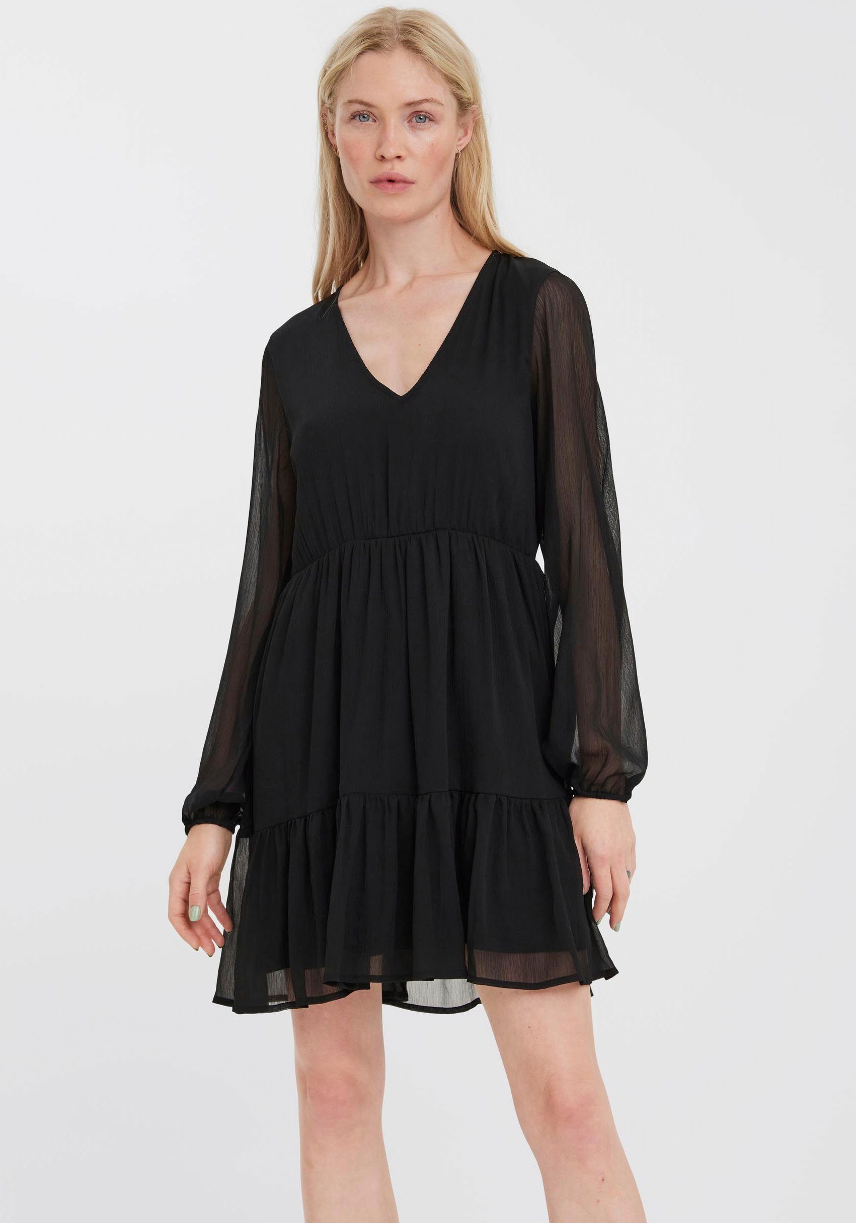 H&M Chiffon jurk zwart casual uitstraling Mode Jurken Chiffon jurken 