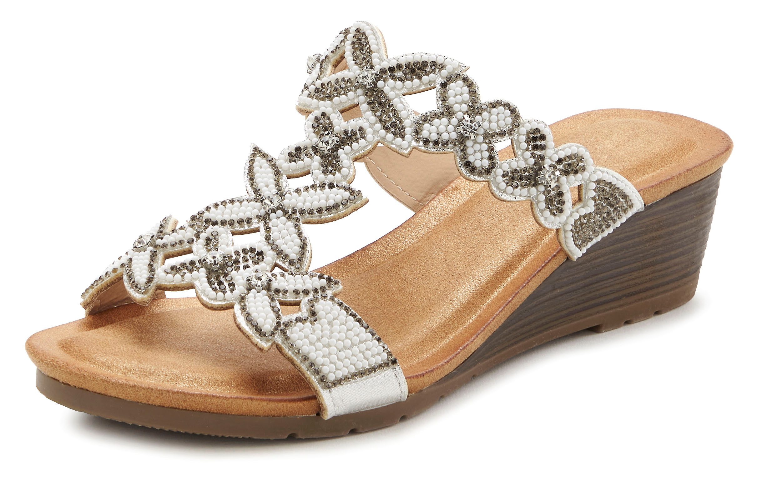 Vivance Slippers Mule, zomerschoen, sandaal, met sleehak en modieuze glinsterende details