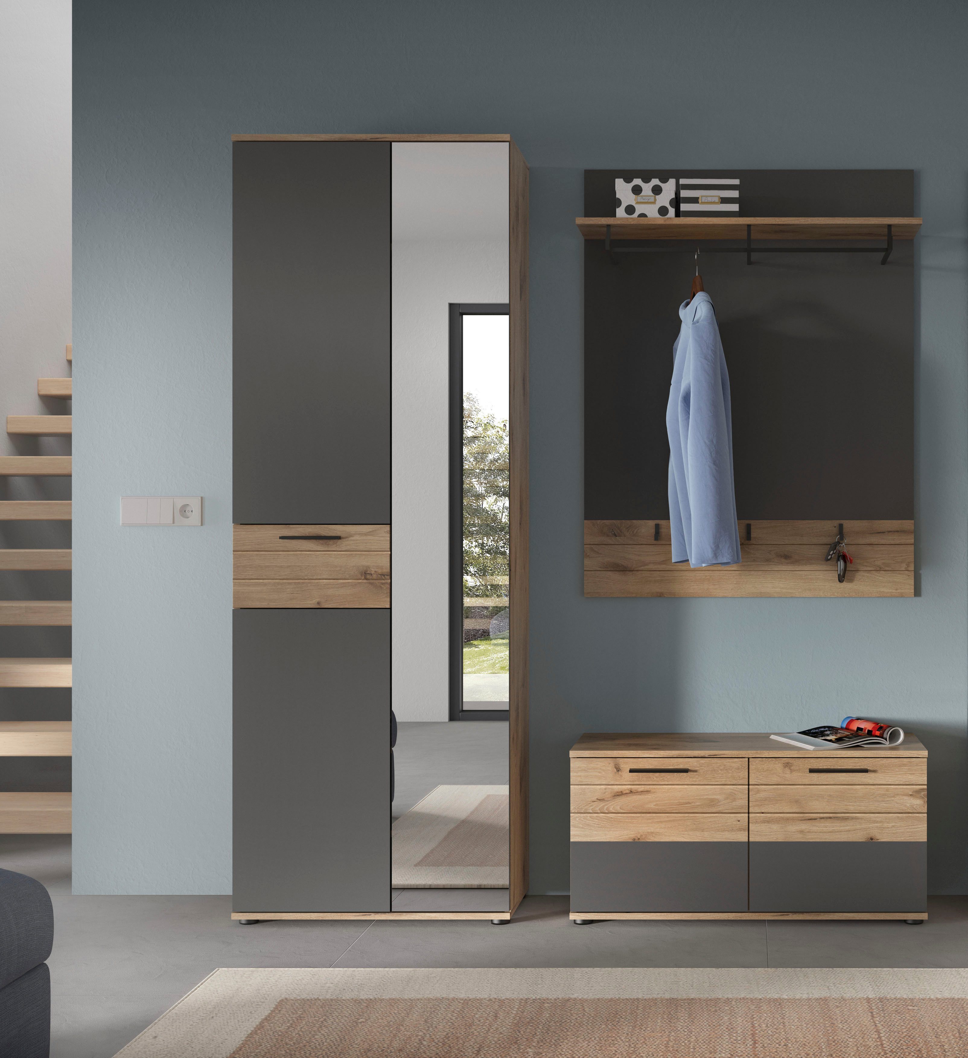 INOSIGN Halmeubelset Riga, Breedte 175 cm, hoogwaardige groeffrezing, 3-delig, bestaande uit: (set, 3-delig)