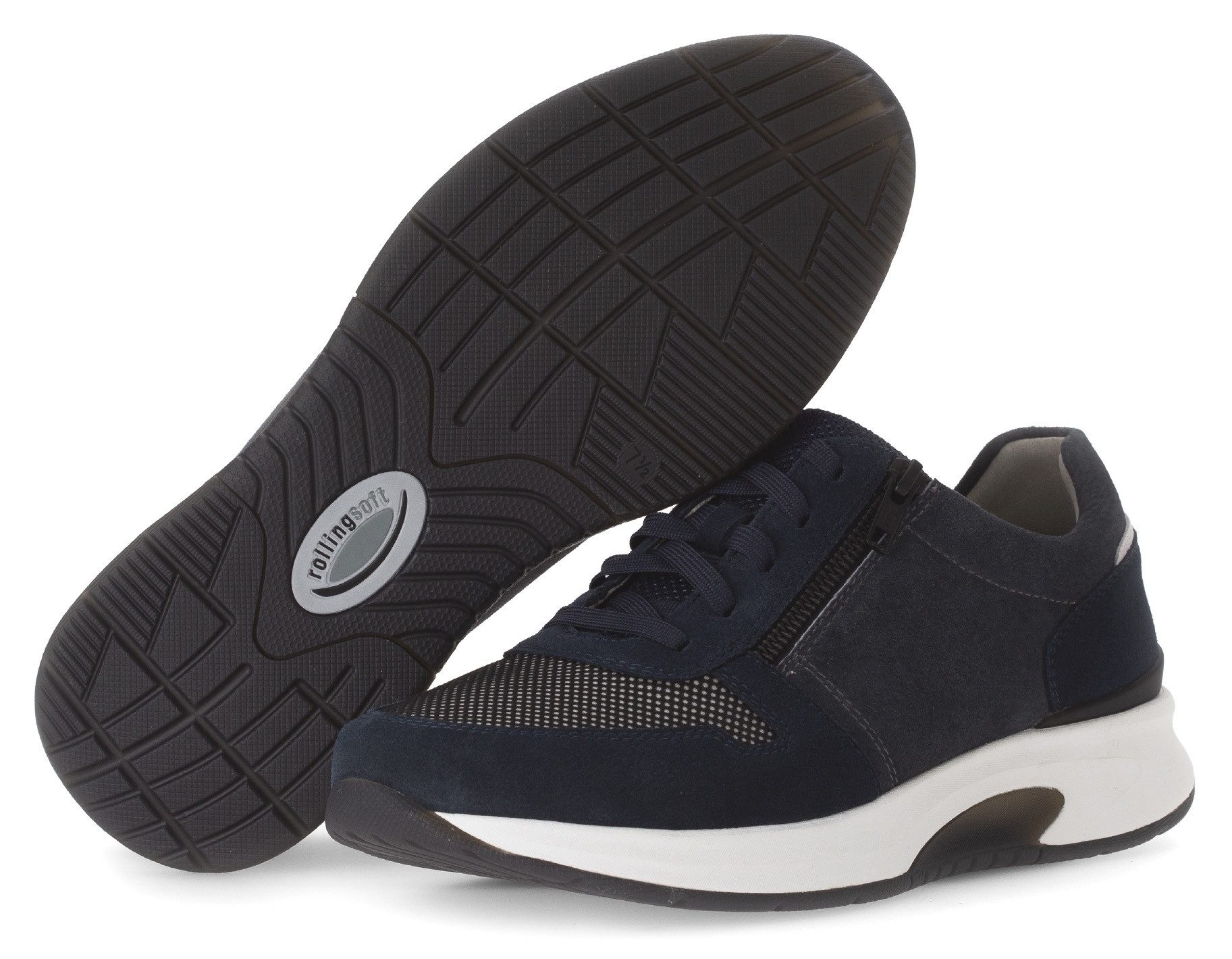 Gabor Rollingsoft Sneakers met sleehak , vrijetijdsschoen, lage schoen, veterschoen met buitenrits, g-breedte