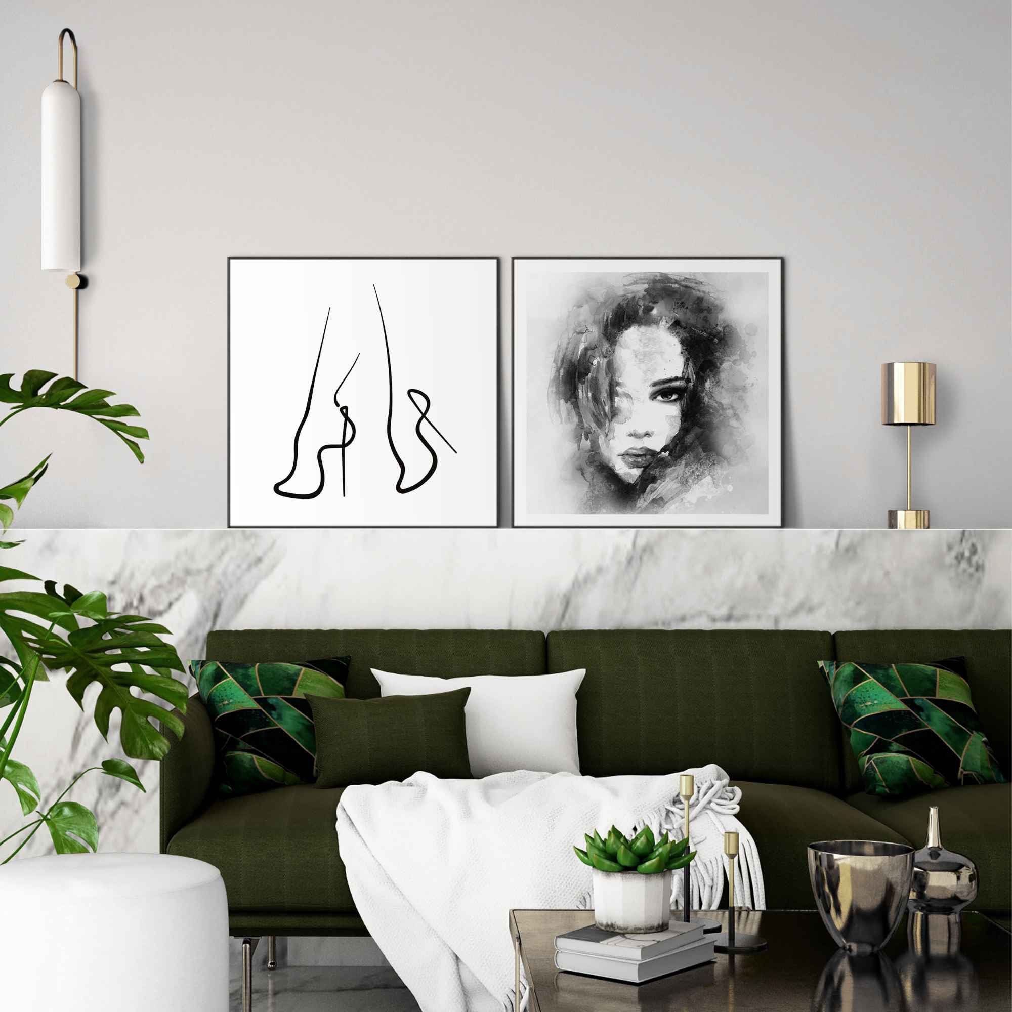 Reinders! Artprint Illustratie vrouw - portret - abstract (2-delig)