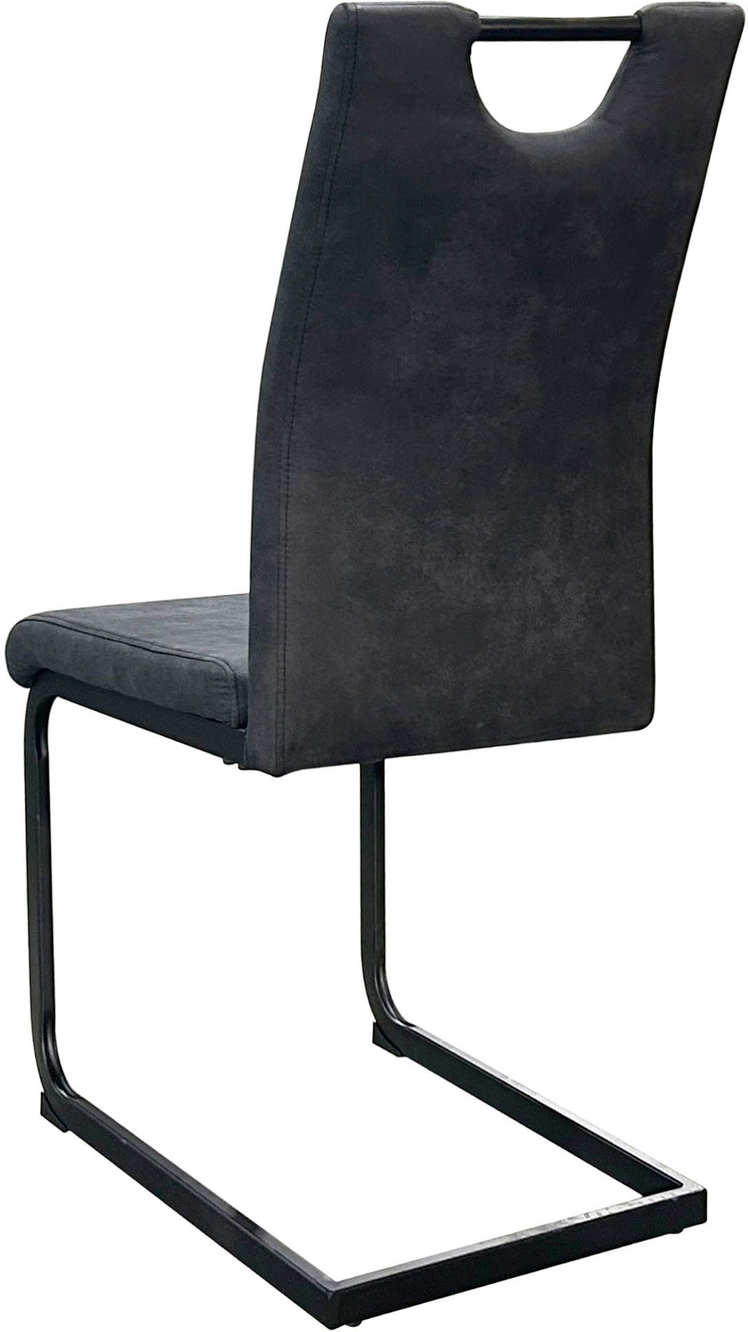 byLIVING Vrijdragende stoel Banff (2-stuks set) met handgreep, frame van zwart metaal, keukenstoel, diverse bekledingen (set)