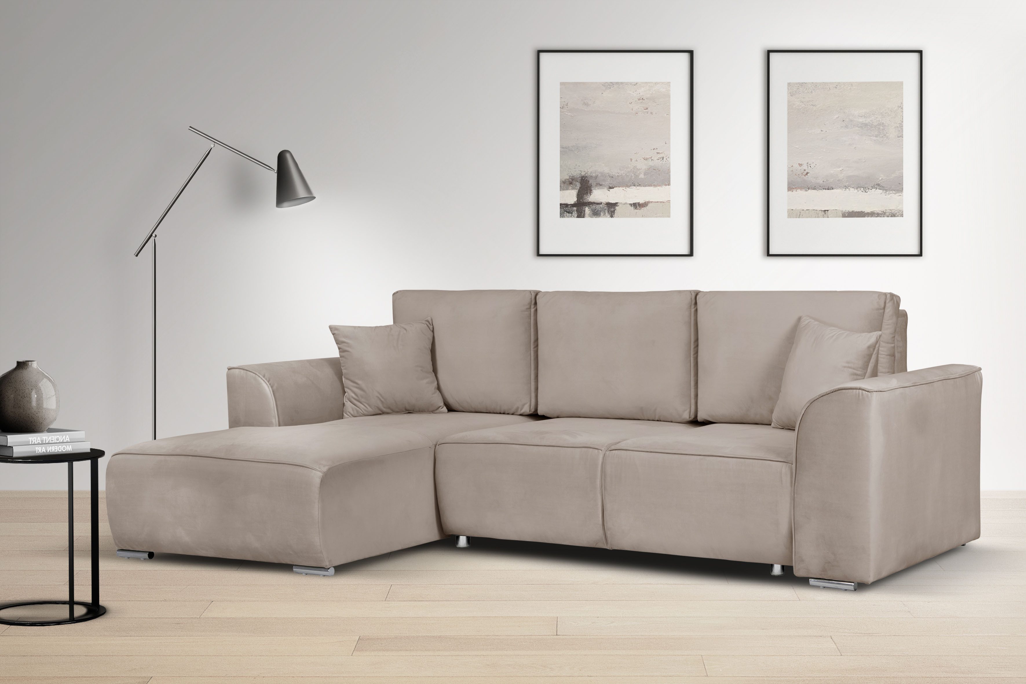 INOSIGN Hoekbank BEATRICE optionele slaapbank met bedlade, B/D/H: 265/170/86 cm