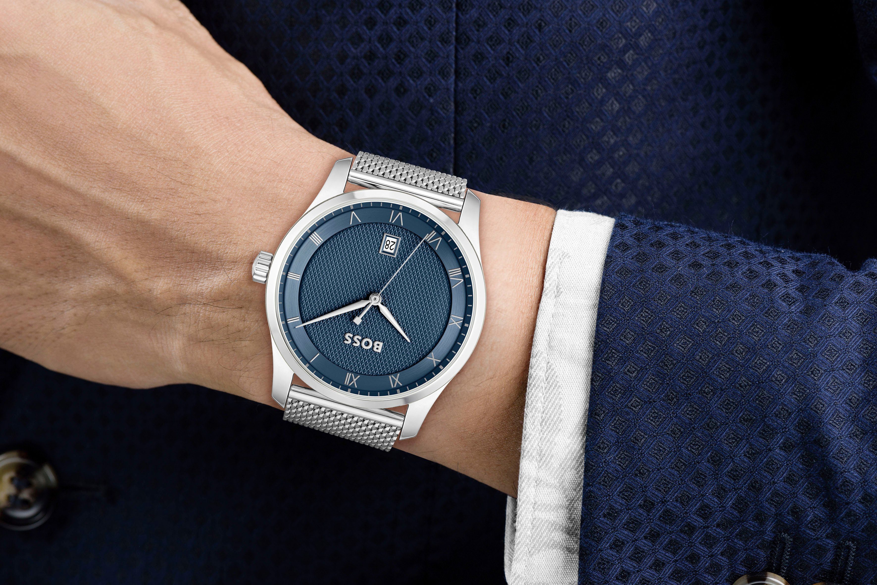 Boss Kwartshorloge Principle Horloge, herenhorloge, stalen band, ideaal ook als cadeau (set, 2-delig, Met leren band)