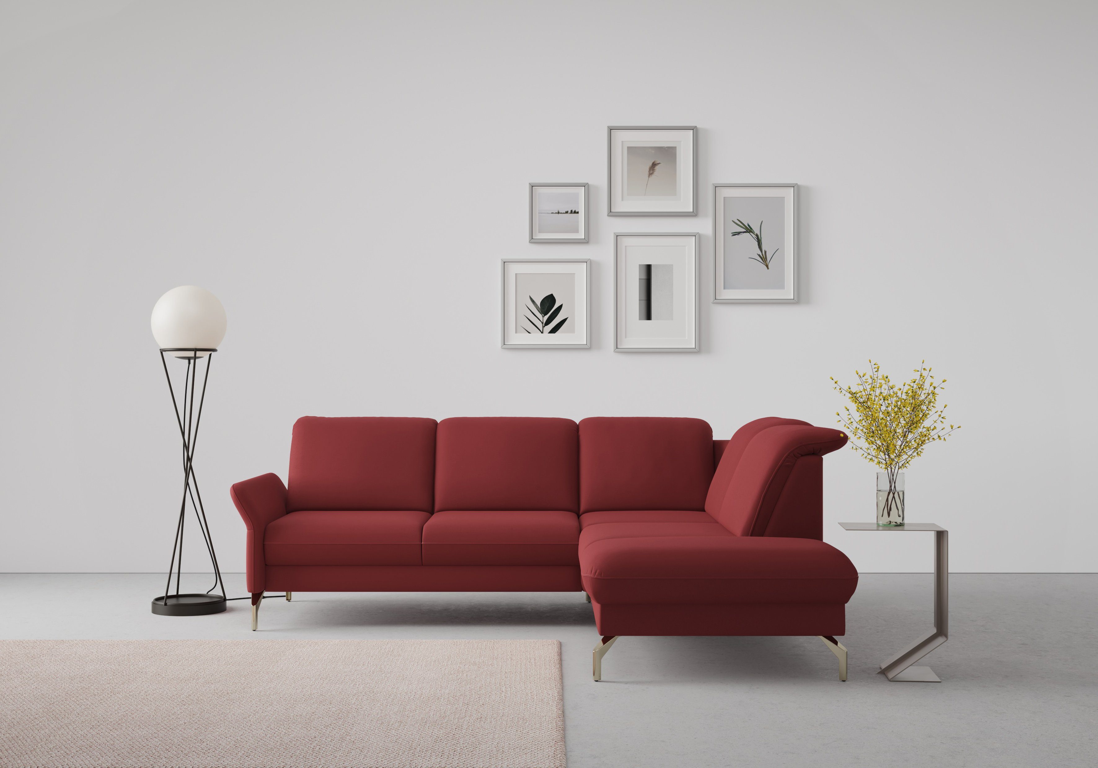 sit&more Hoekbank Fashion L-vorm naar keuze met verstelbare hoofdsteun, uittrekzitting, motorisch, nikkel poten
