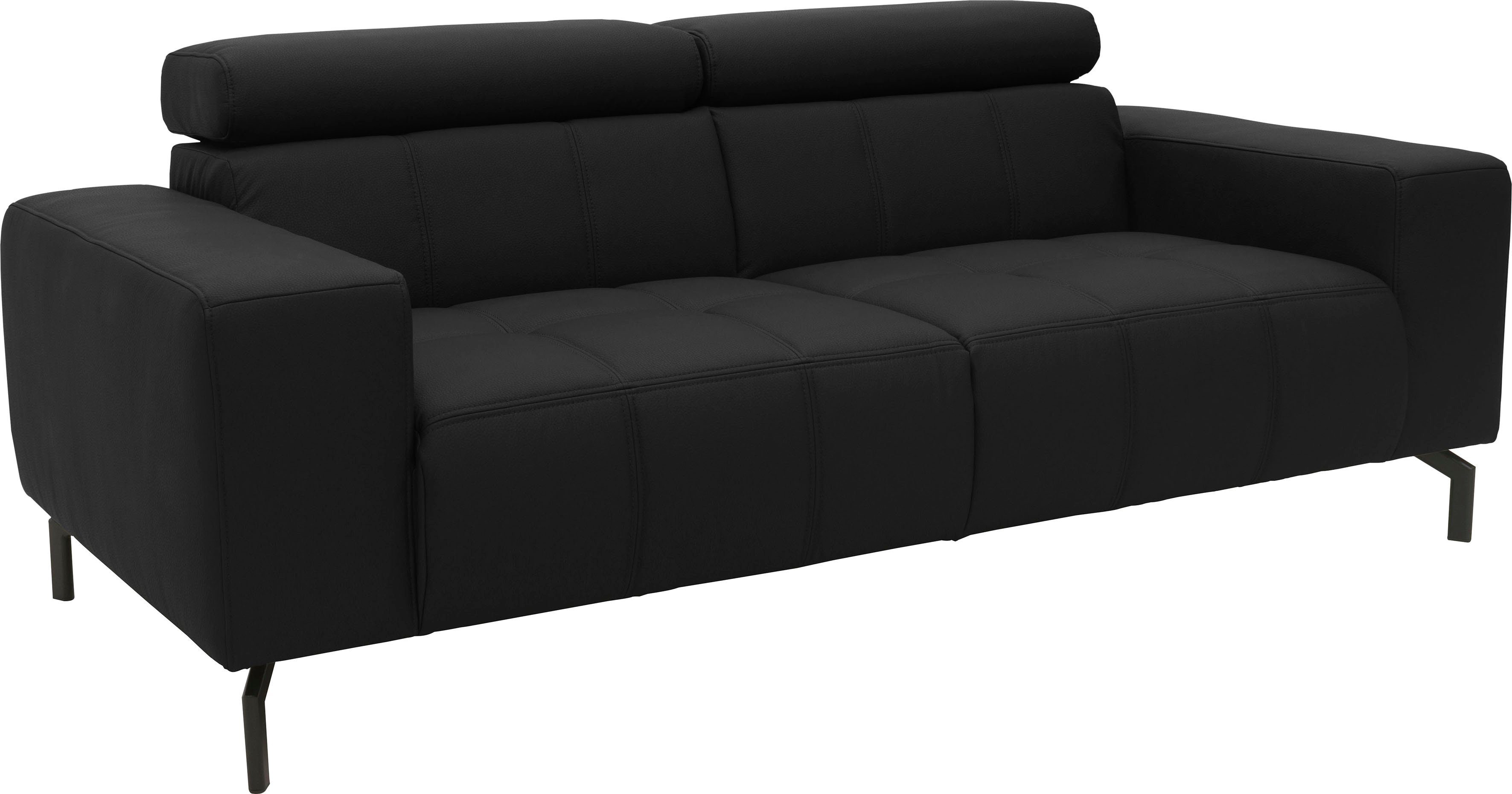 DOMO collection 2-zitsbank Cunelli tijdloos en elegant, moderne zitnaden als designelement, naar keuze met 6-voudig verstelbare hoofdsteunen, stevig zitcomfort
