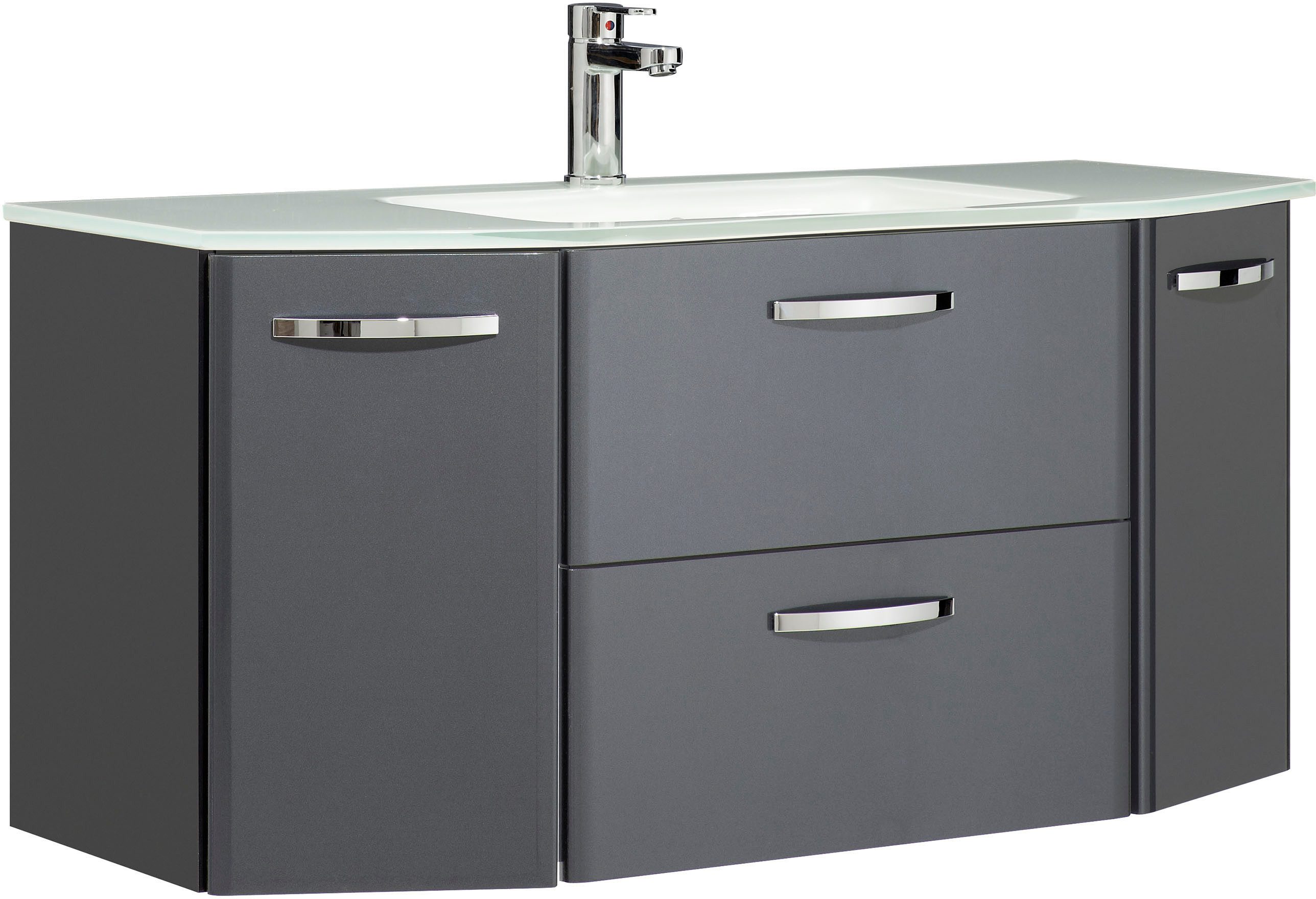 Saphir Wastafelonderkast Quickset 327 wastafelonderkast met onderkast, incl. deurdemper wastafelmeubels grijs