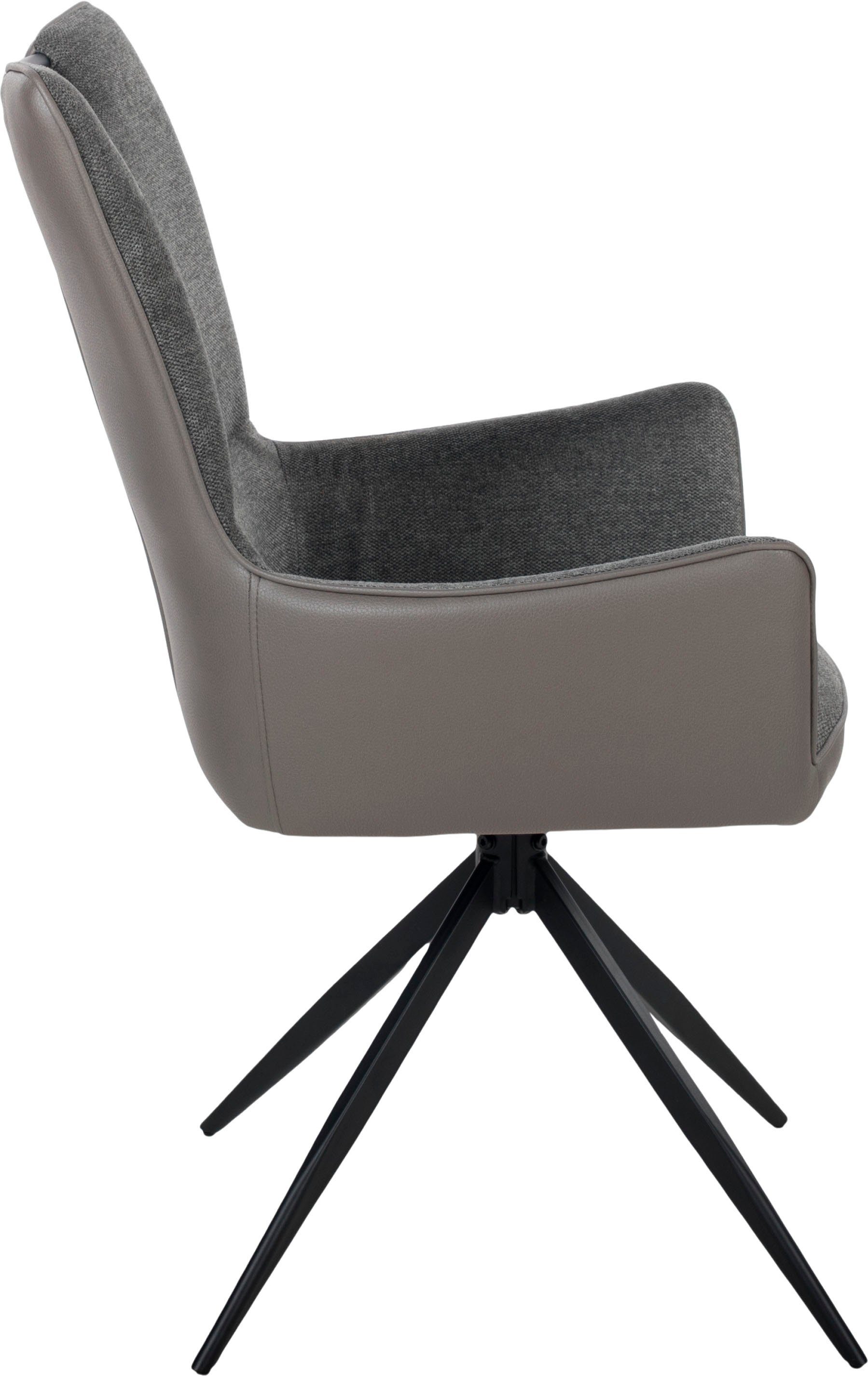 Duo Collection Eetkamerstoel Valeria eetkamerstoel, set van 2 draaibaar, microvezel in leer-look en weefstof met armleuningen en handgreep (set, 2 stuks)