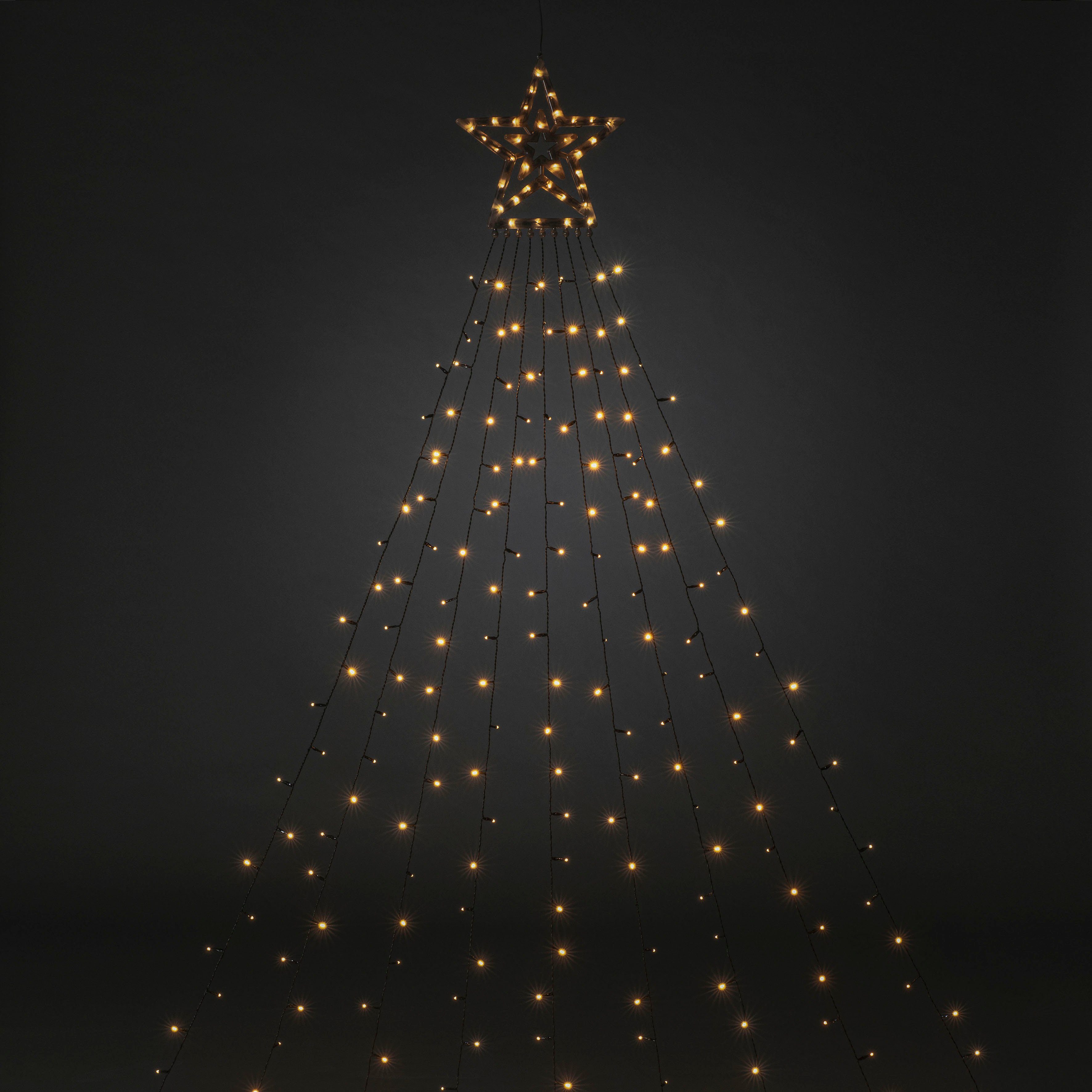KONSTSMIDE Led-lichtgordijn Triangel LED lichtgordijn met ster, 304 amberkleurige dioden, H. 2,7 m (1 stuk)