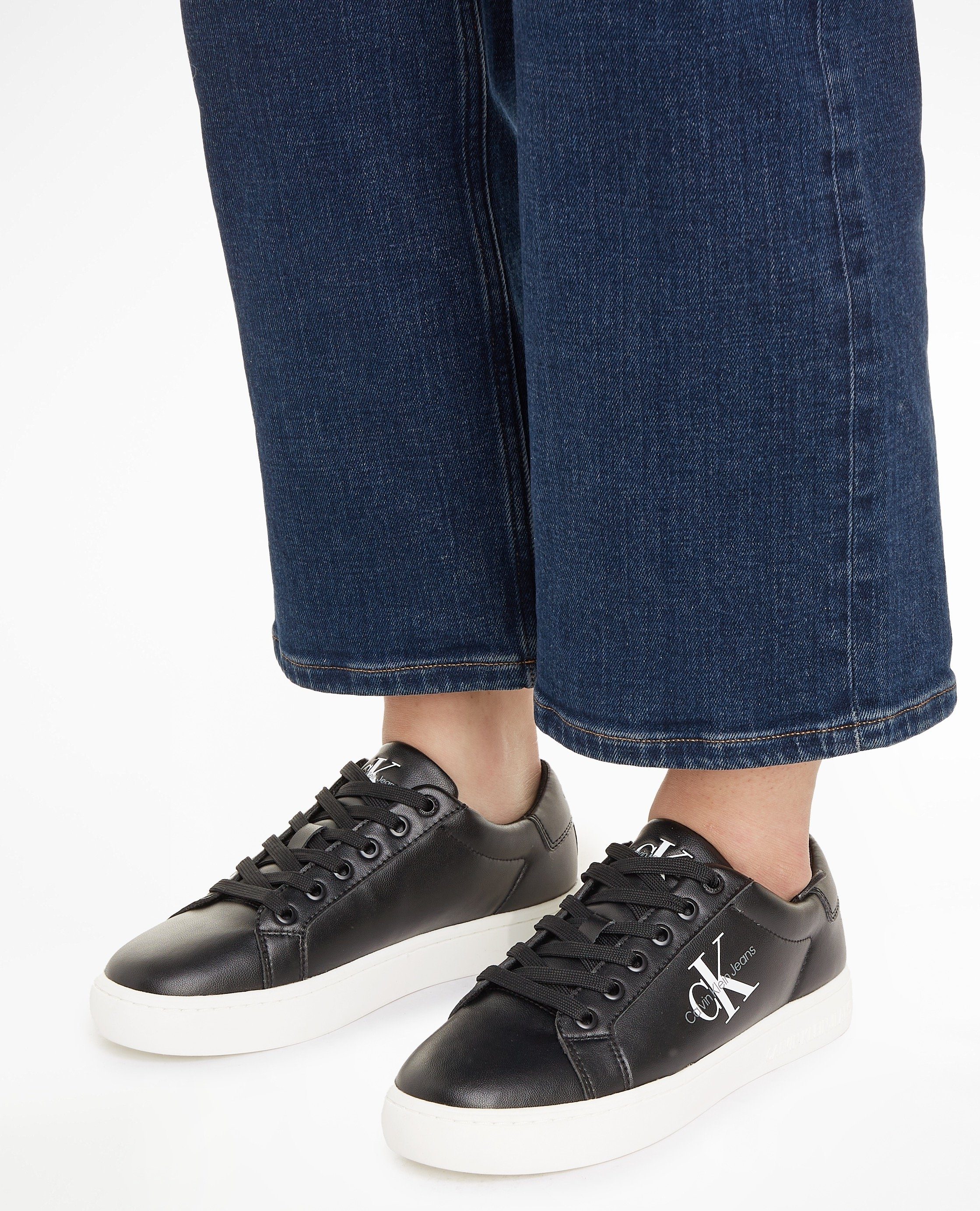 Calvin Klein Sneakers CLASSIC CUPSOLE LACEUP LTH WN met zijlogo, vrijetijdsschoen, lage schoen, veterschoen