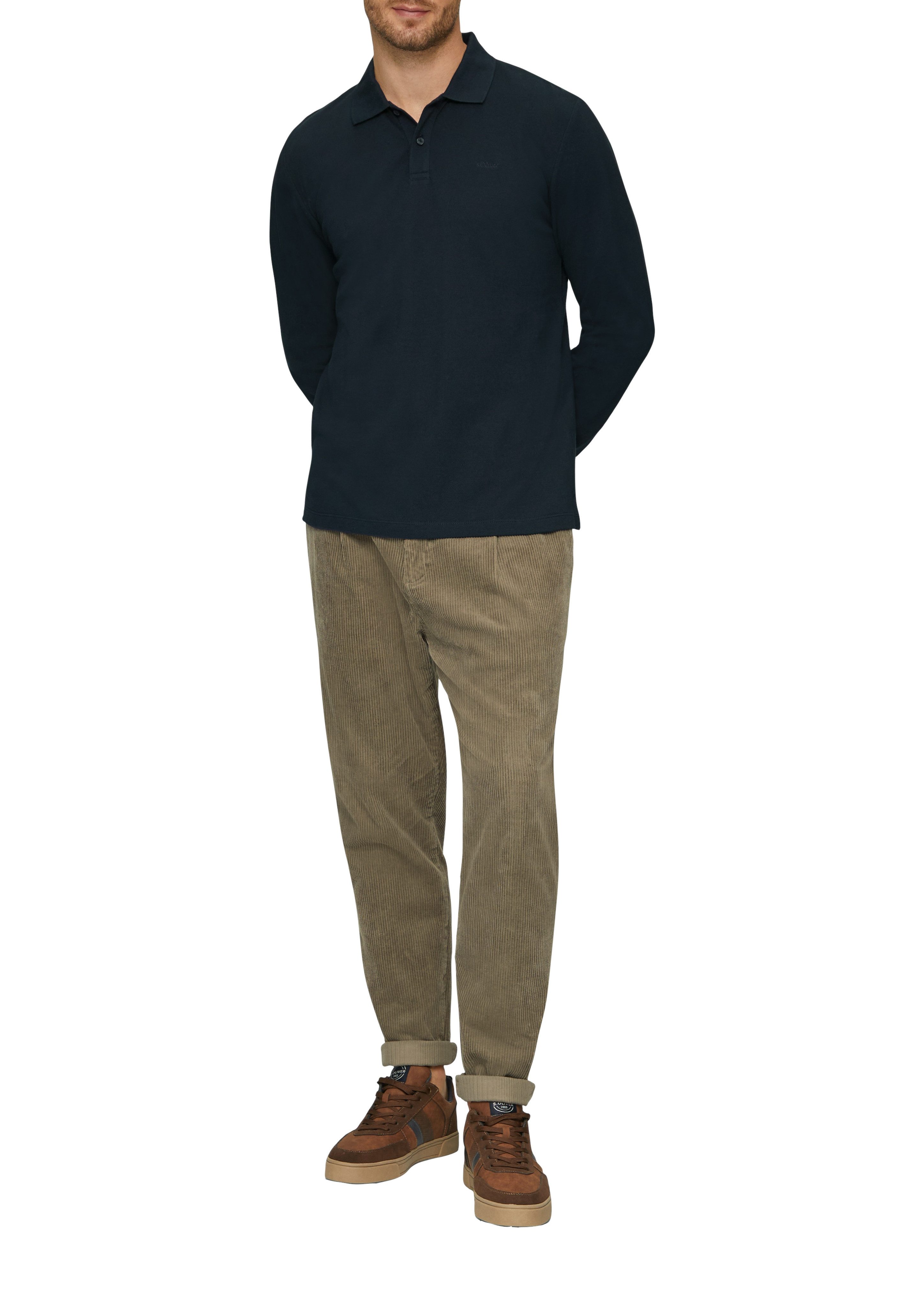 s.Oliver Poloshirt met lange mouwen met geborduurd logo