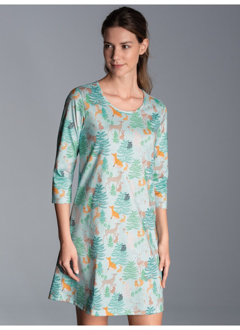 Trigema Nachthemd TRIGEMA Nachthemd met Allover-print (1-delig) dames jurken maat S blauw
