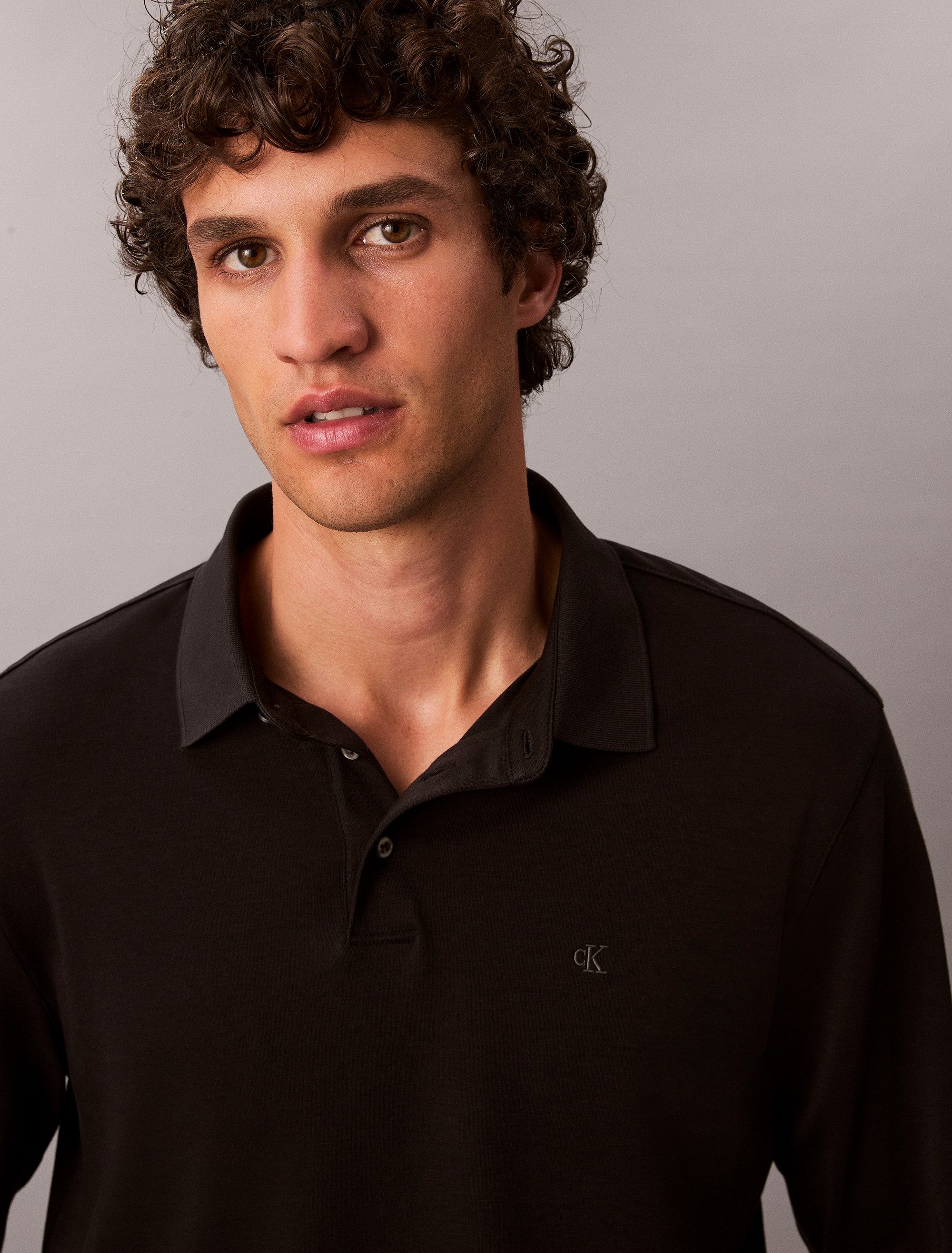 Calvin Klein Poloshirt met lange mouwen LS SUPIMA COTTON SOLID POLO