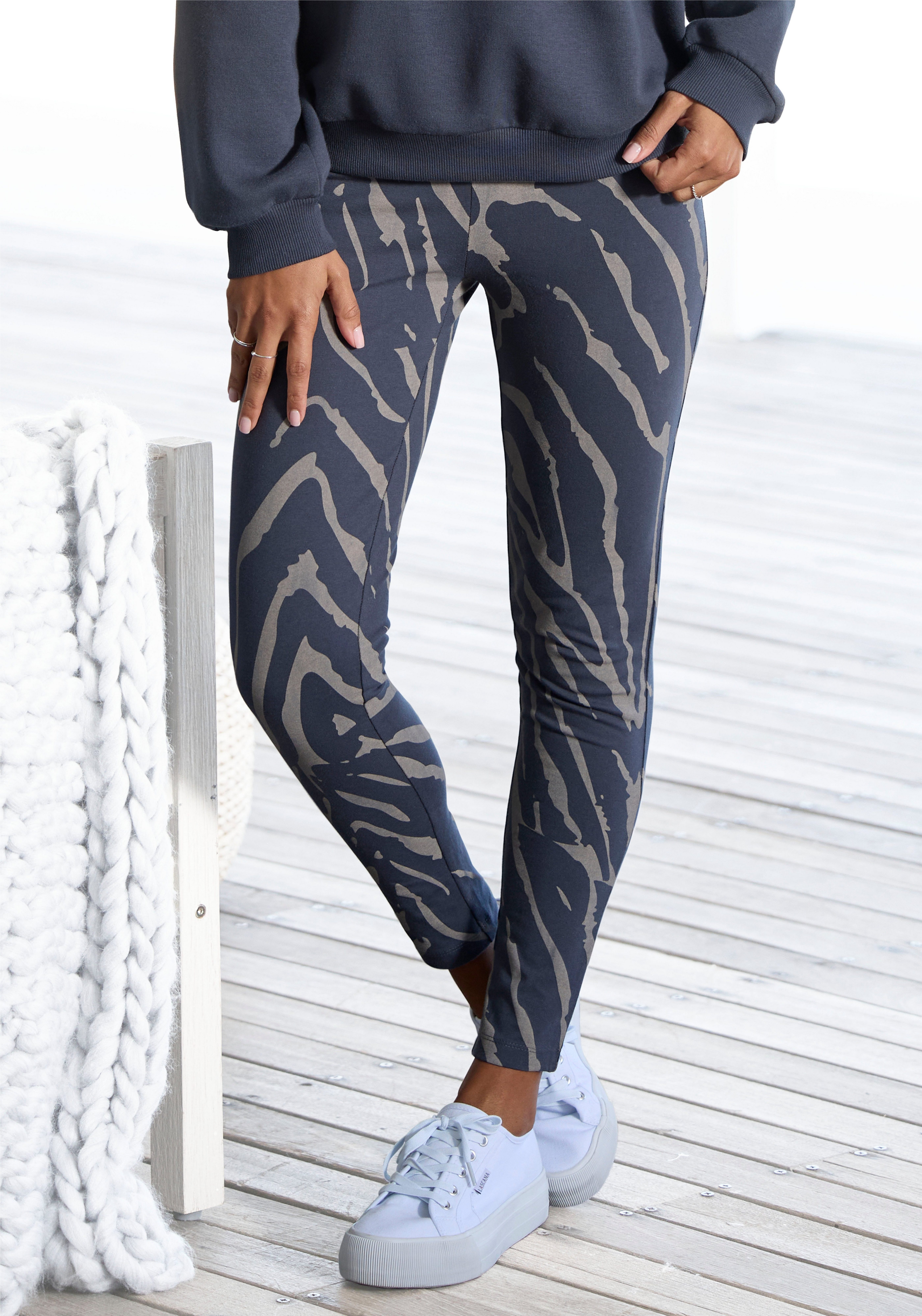 Lascana Legging -Loungebroek met zebramotief en brede band, loungewear