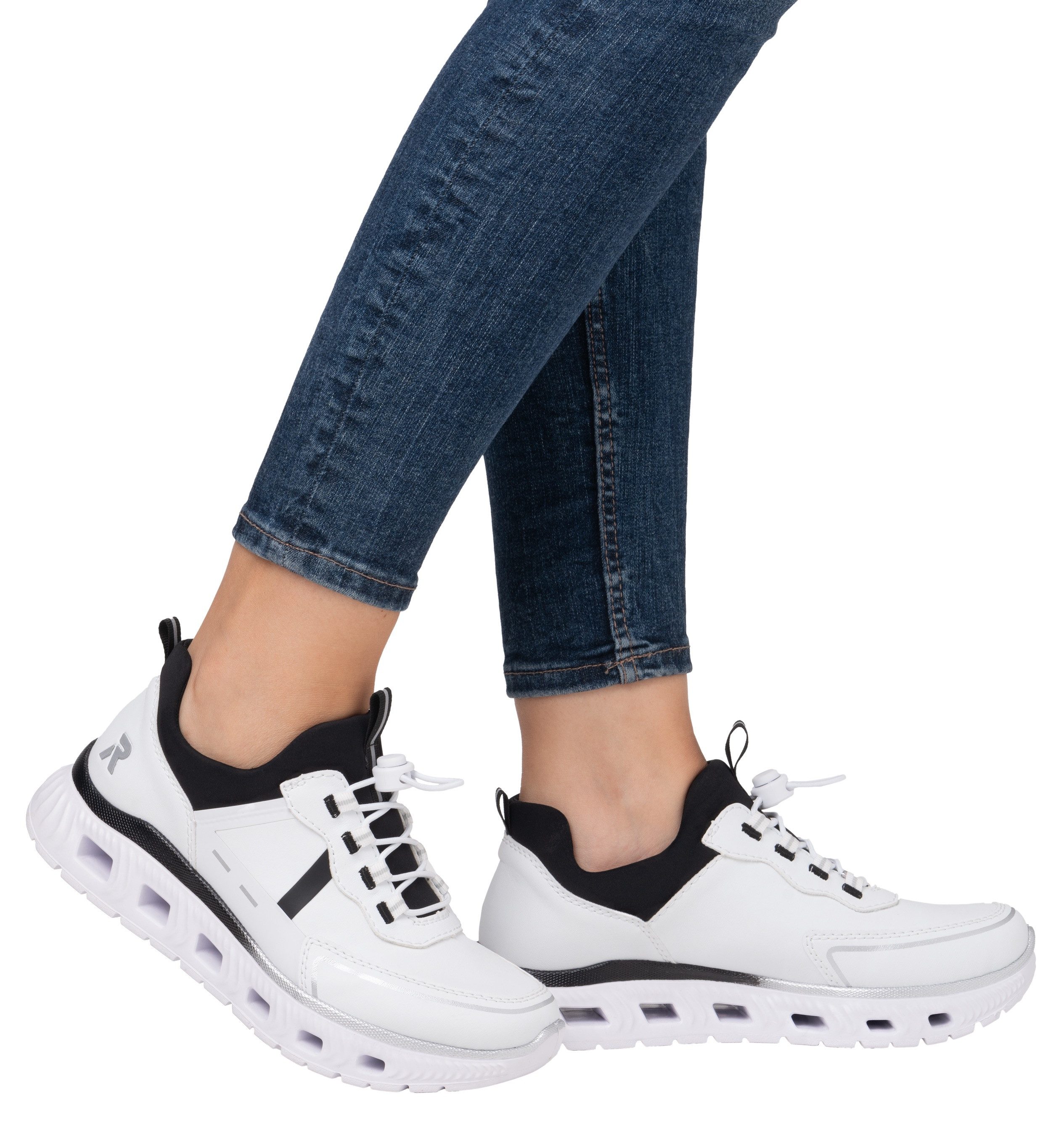 RIEKER Sport Slip-on sneakers EDINA Chunky slipper, vrijetijdsschoen in vegan verwerking