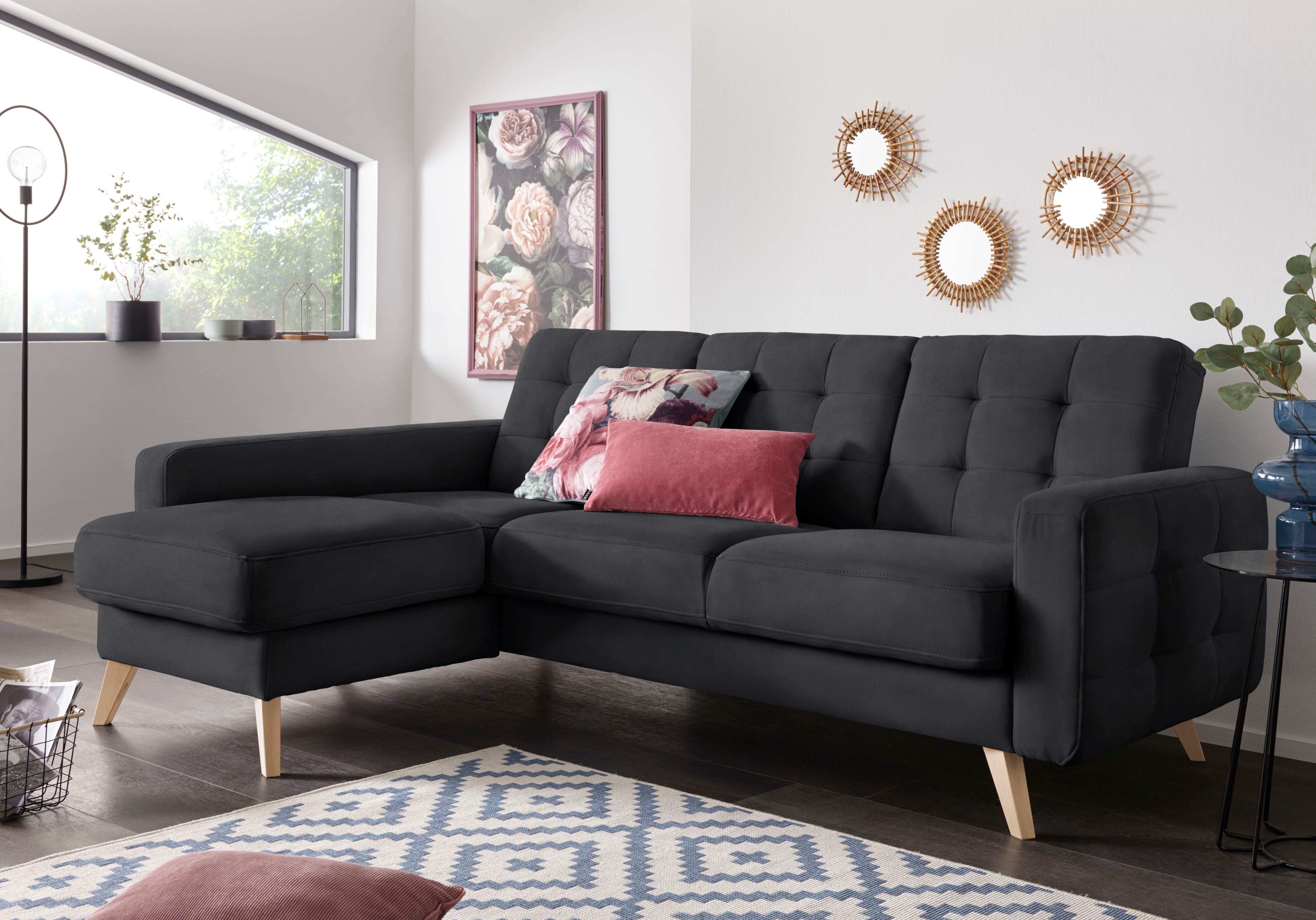 exxpo - sofa fashion Hoekbank Nappa, compact en comfortabel, handig, tijdloos design, L-vorm grijs, hoekbanken, Récamier links